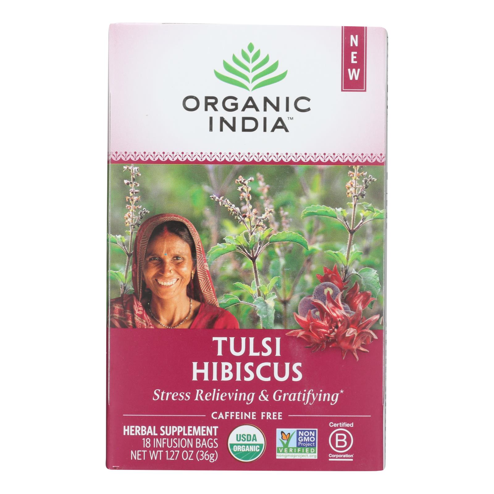 Organic India - Tulsi Hibiscus - 6개 묶음상품 - 18 CT