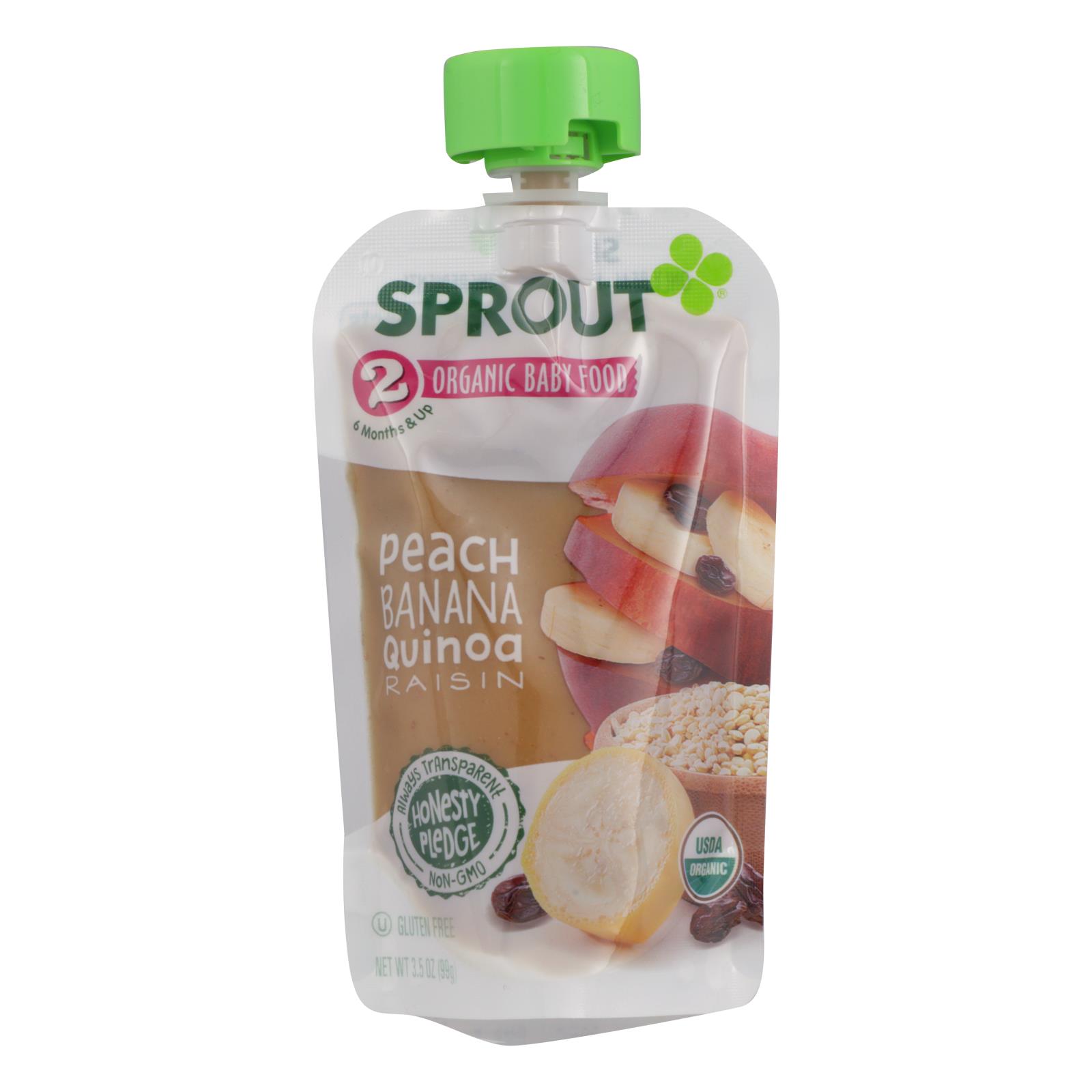 Sprout Foods Inc - Bbyfd Peach Bn Rsn Quin - Case of 12 - 3.5 OZ