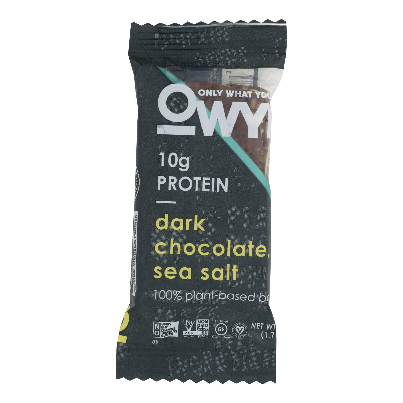 Owyn Dark Chocolate Sea Salt 100% Plant-Based Bar Dark Chocolate Sea Salt - Case of 12 - 1.76 OZ