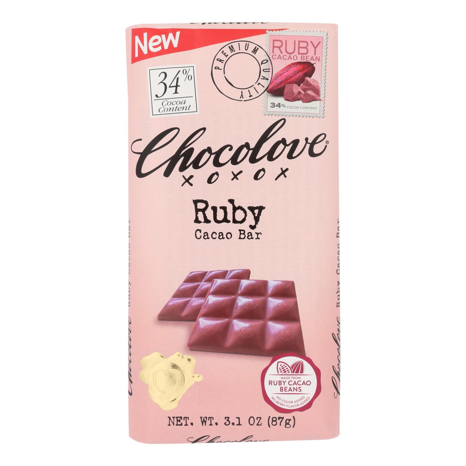 Chocolove Xoxox - Bar Ruby Cacao Bean - 12개 묶음상품 - 3.1 OZ