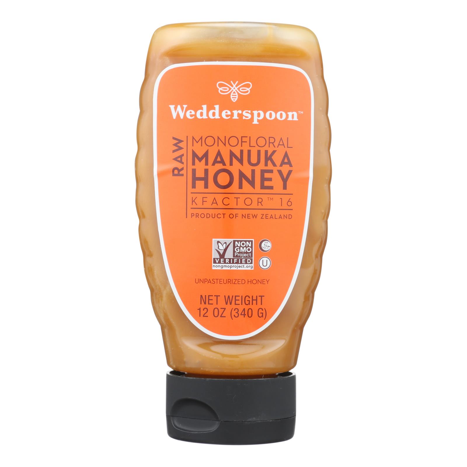 Wedderspoon - Manuka Honey Raw Squeeze Bottle - 6개 묶음상품 - 12 OZ
