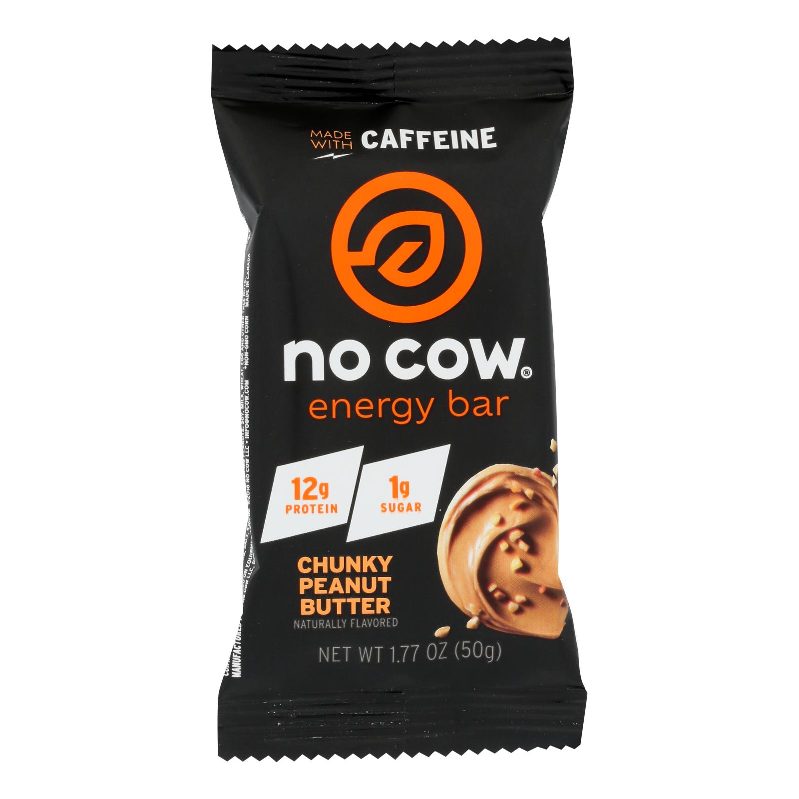 No Cow Bar - Energy Bar Chunky Peanut Butter - Case of 12 - 1.77 OZ