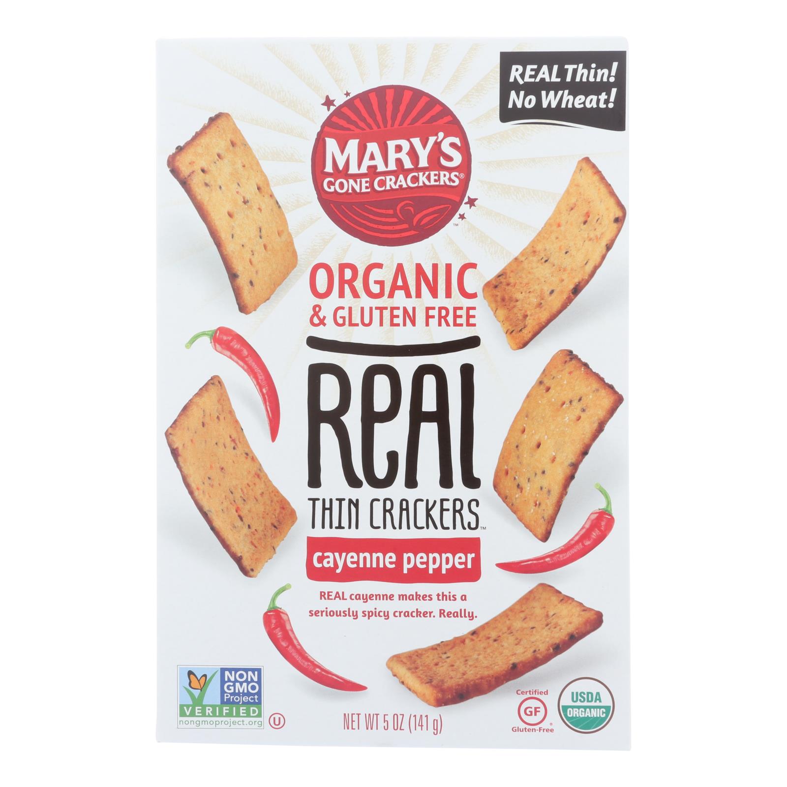 Mary's Gone Crackers - Cracker Cayenne Pepper - Case of 6 - 5 OZ