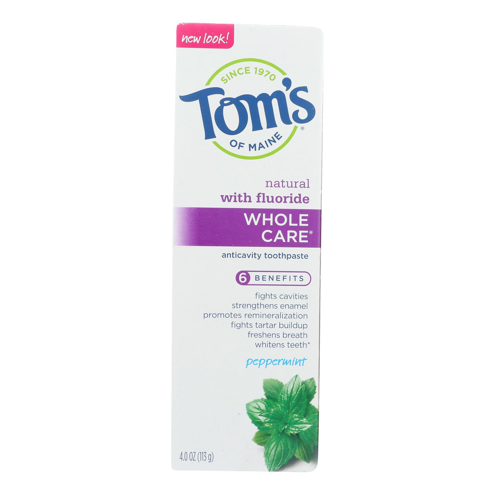 Tom's Of Maine - Tp Whole Care Ppmnt Fluor - 6개 묶음상품 - 4 OZ