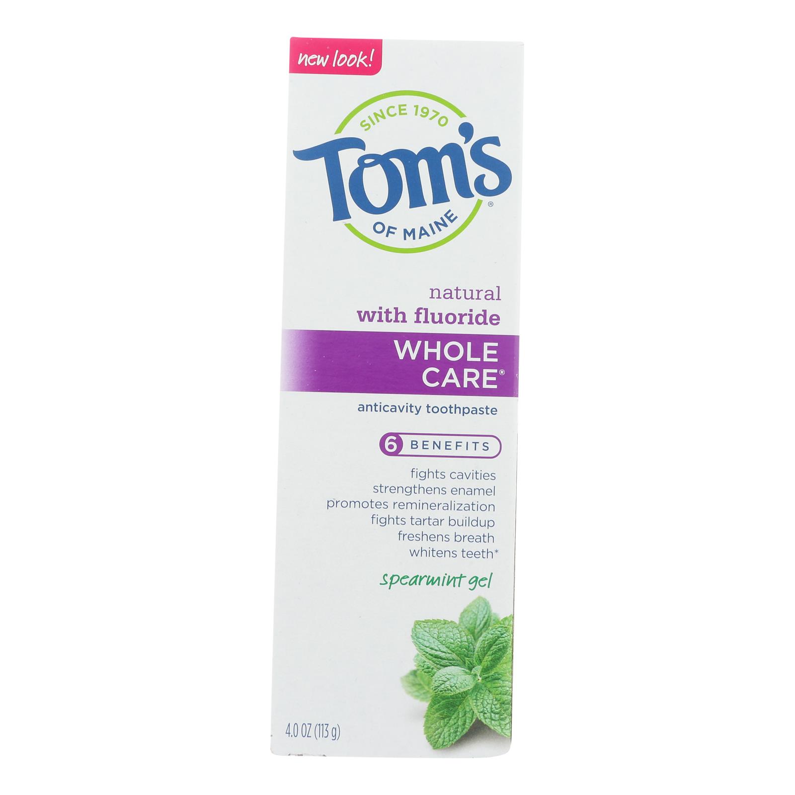 Tom's Of Maine - Tp Gel Whole Care Spearmint - Case of 6 - 4 OZ