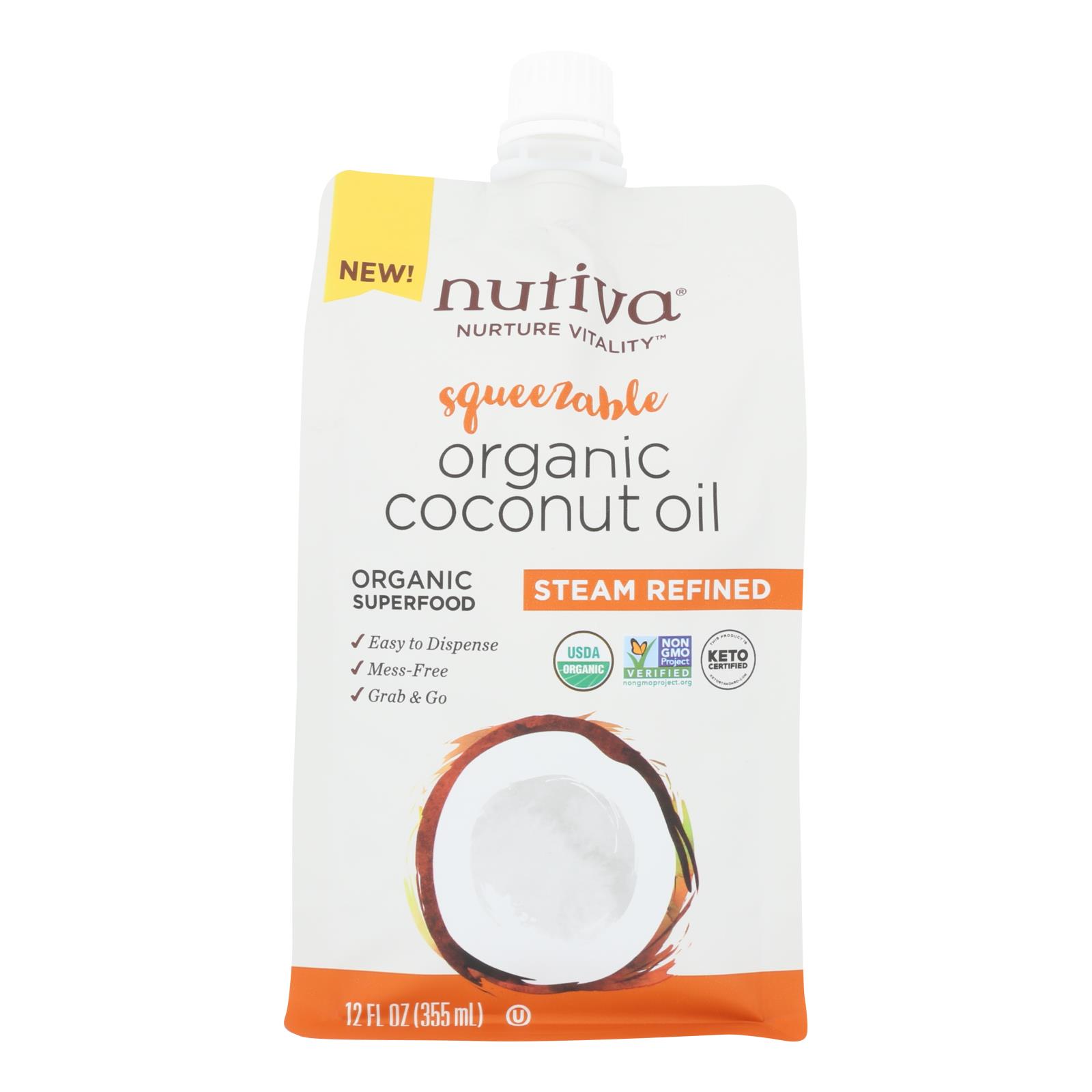 Nutiva - Coconut Oil Refined - 4개 묶음상품 - 12 OZ
