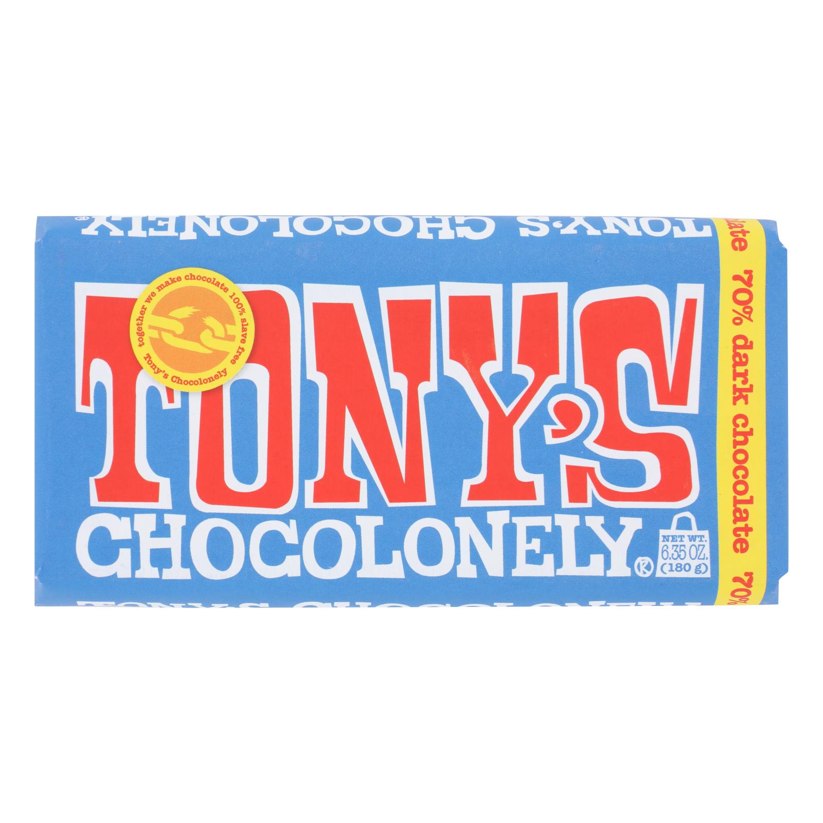 Tony's Chocolonely - Bar Chocolate Xtra Dark 70% - 15개 묶음상품 - 6.35 OZ