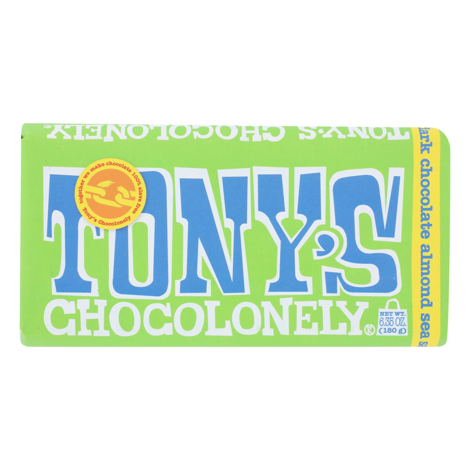 Tony's Chocolonely - Bar Chocolate Dk Almond Sea Salt 51% - 15개 묶음상품 - 6.35 OZ