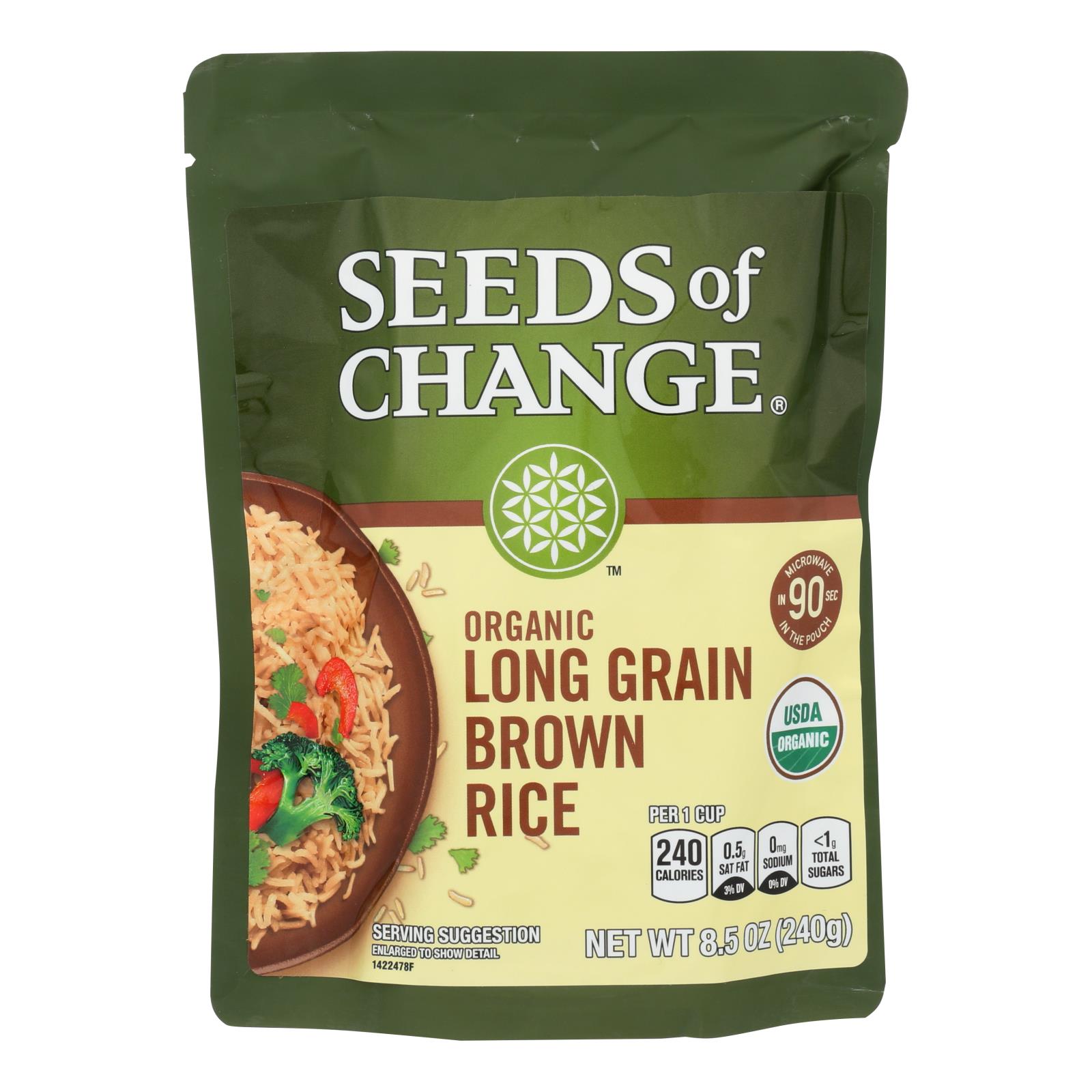 Seeds Of Change - Rice Brown Long Grain - Case of 12 - 8.5 OZ