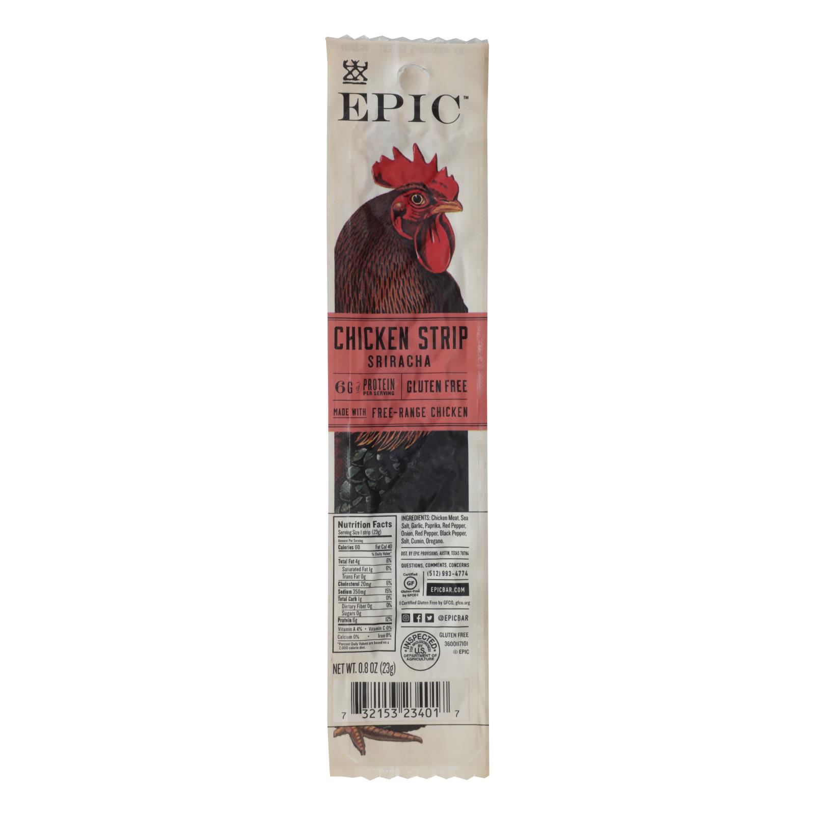 Epic - Strip Chicken Sriracha - 20개 묶음상품 - 0.80 OZ