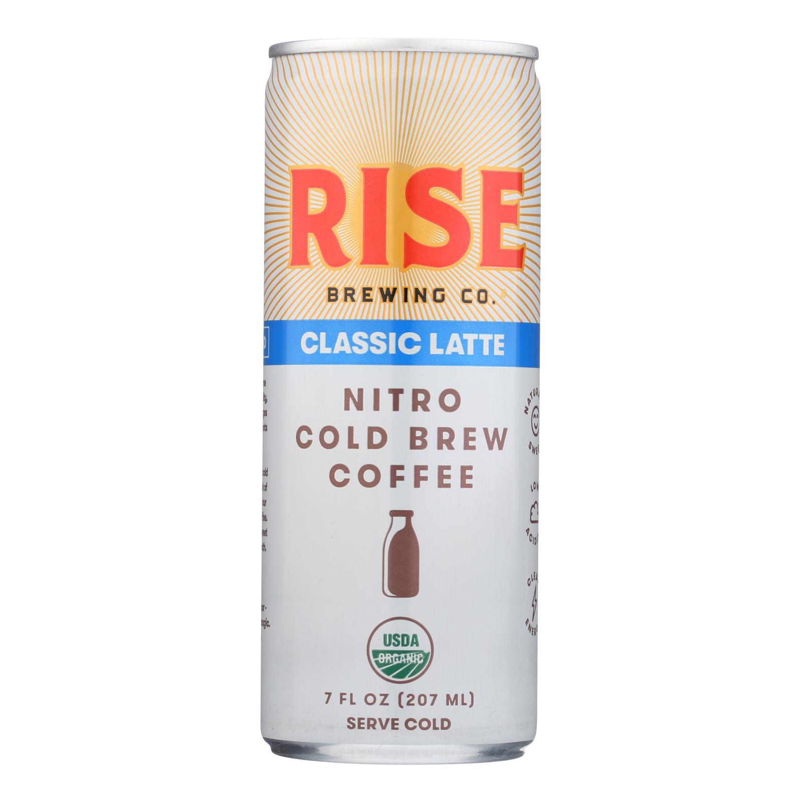 Rise Brewing Co. Classic Latte Nitro Cold Brew Coffee, Classic Latte - Case of 12 - 7 FZ