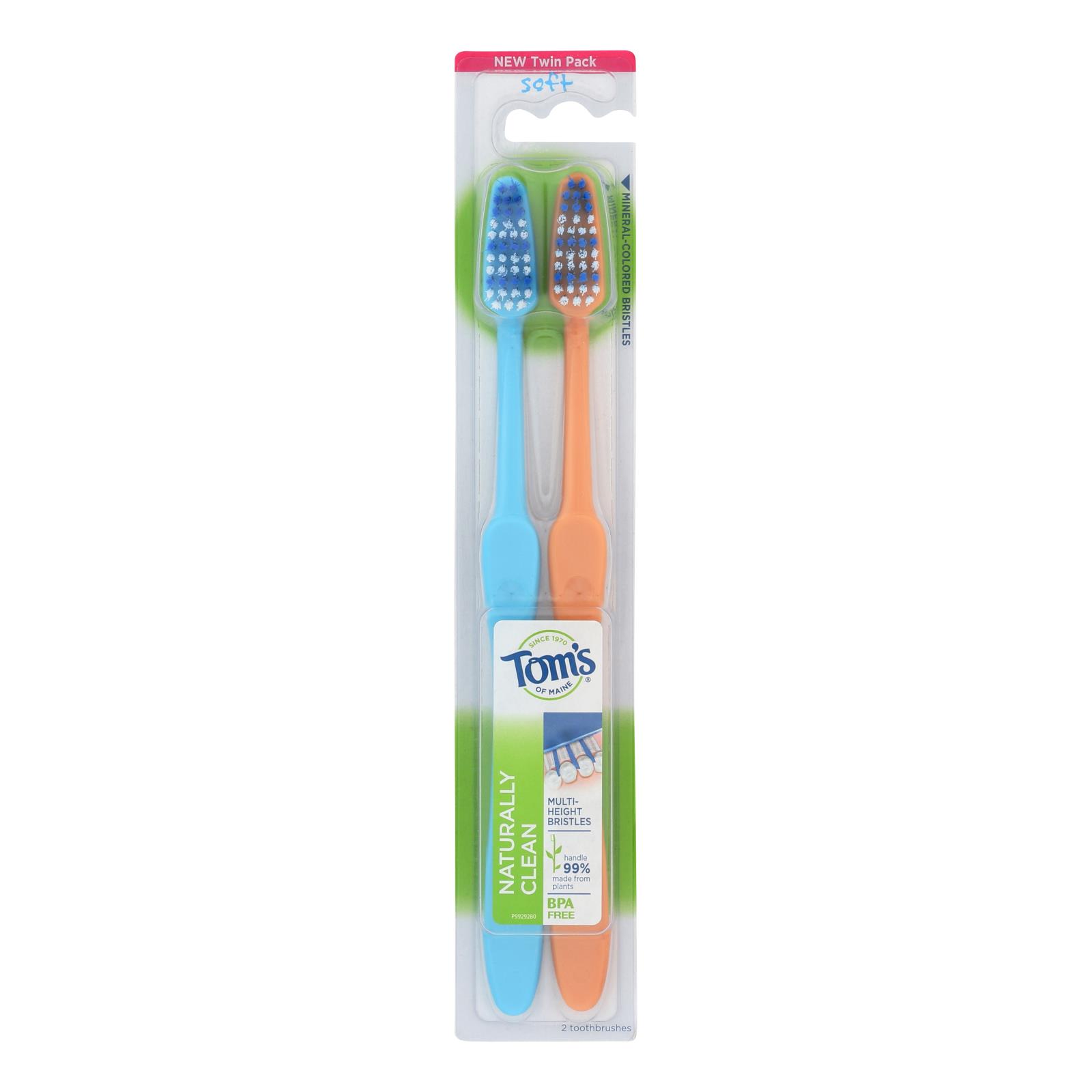 Tom's Of Maine - Tthbrush Natural Clean Twn Pack - 4개 묶음상품 - 2 CT