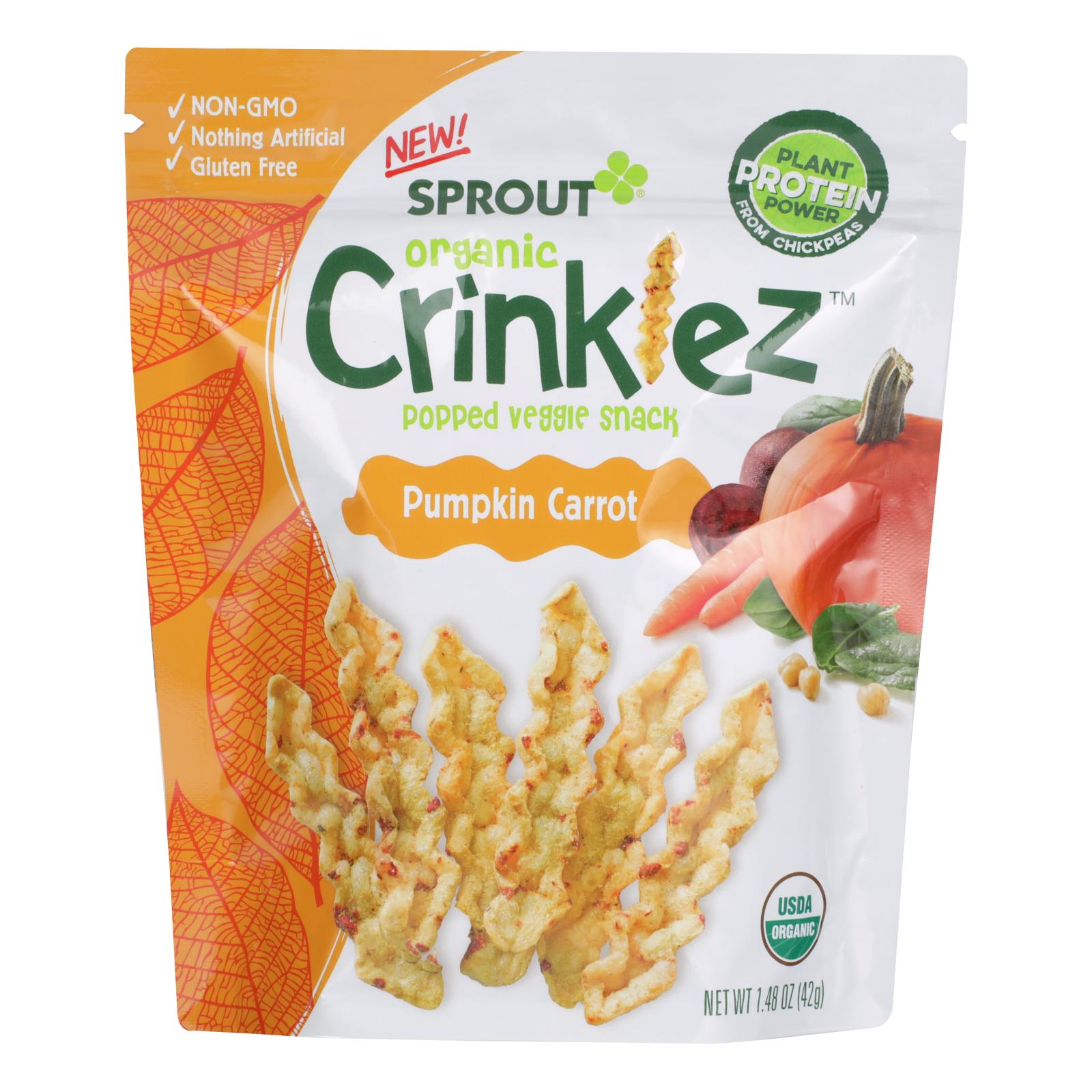 Sprout Foods Inc Organic Crinklez Popped Veggie Snack - Case of 8 - 1.48 OZ