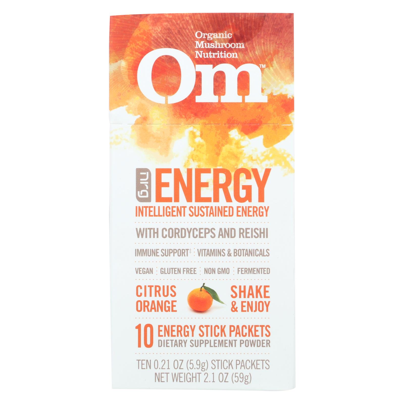 Om Organic Mushroom Nutrition Energy Citrus Orange Dietary Supplement Powder - 10개 묶음상품 - .21 OZ