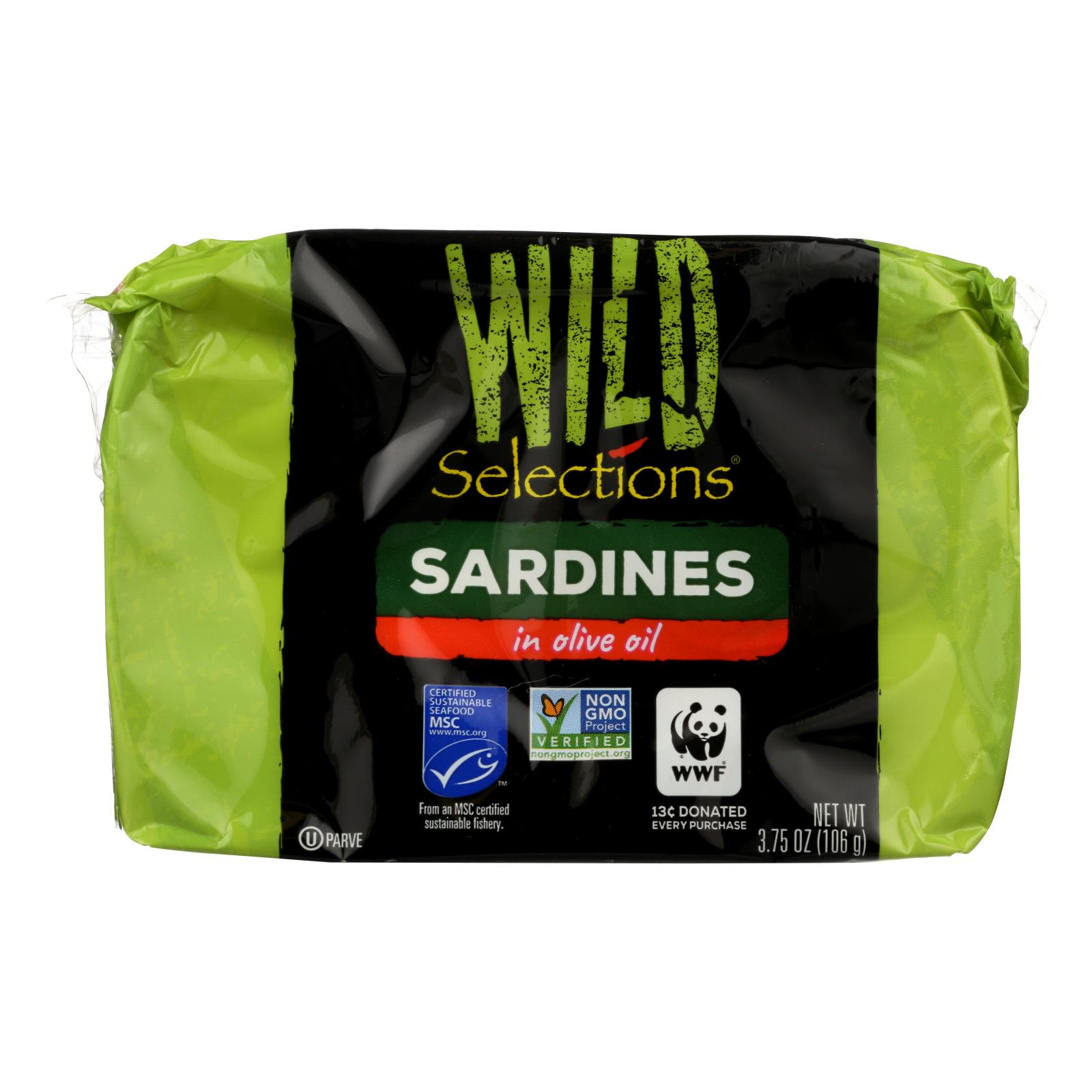 Wild Selections Sardines In Olive Oil - Case of 12 - 3.75 OZ