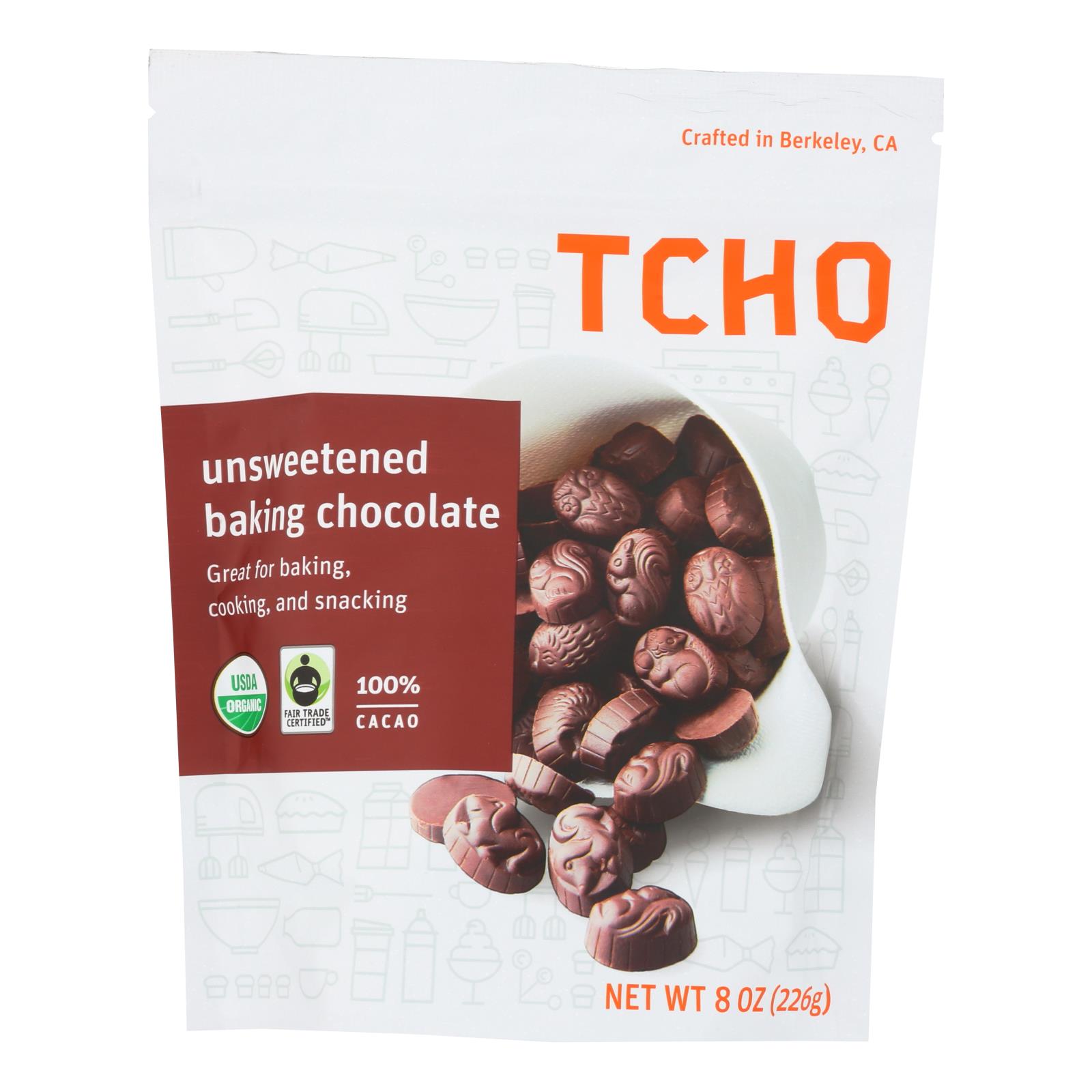 Tcho Chocolate Unsweetened 99% Organic Baking Pieces - 6개 묶음상품 - 8 OZ