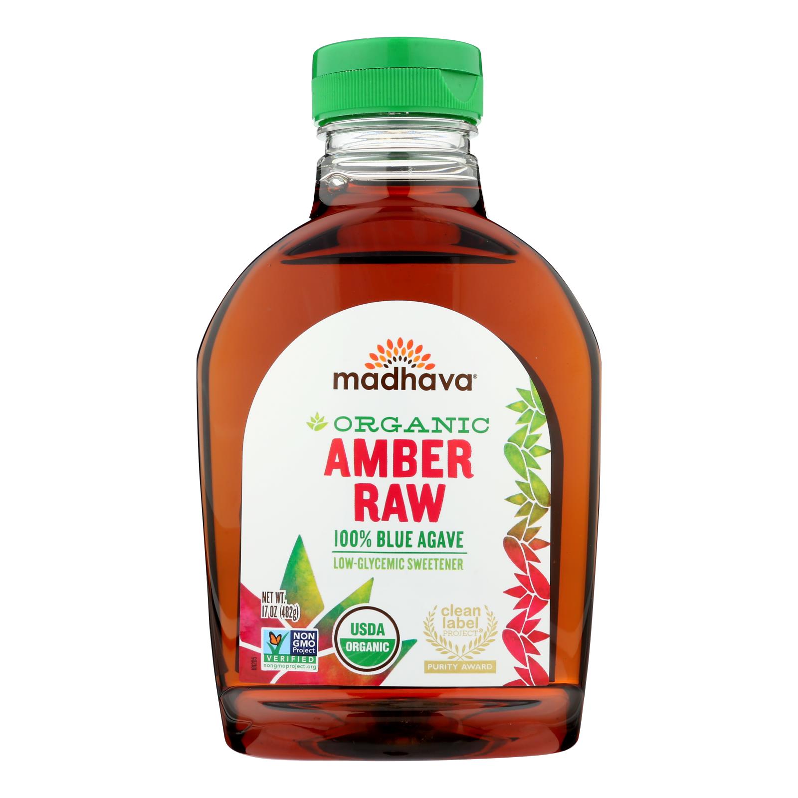 Madhava Honey - Agave Nectar Raw Ambr - 6개 묶음상품 - 17 OZ