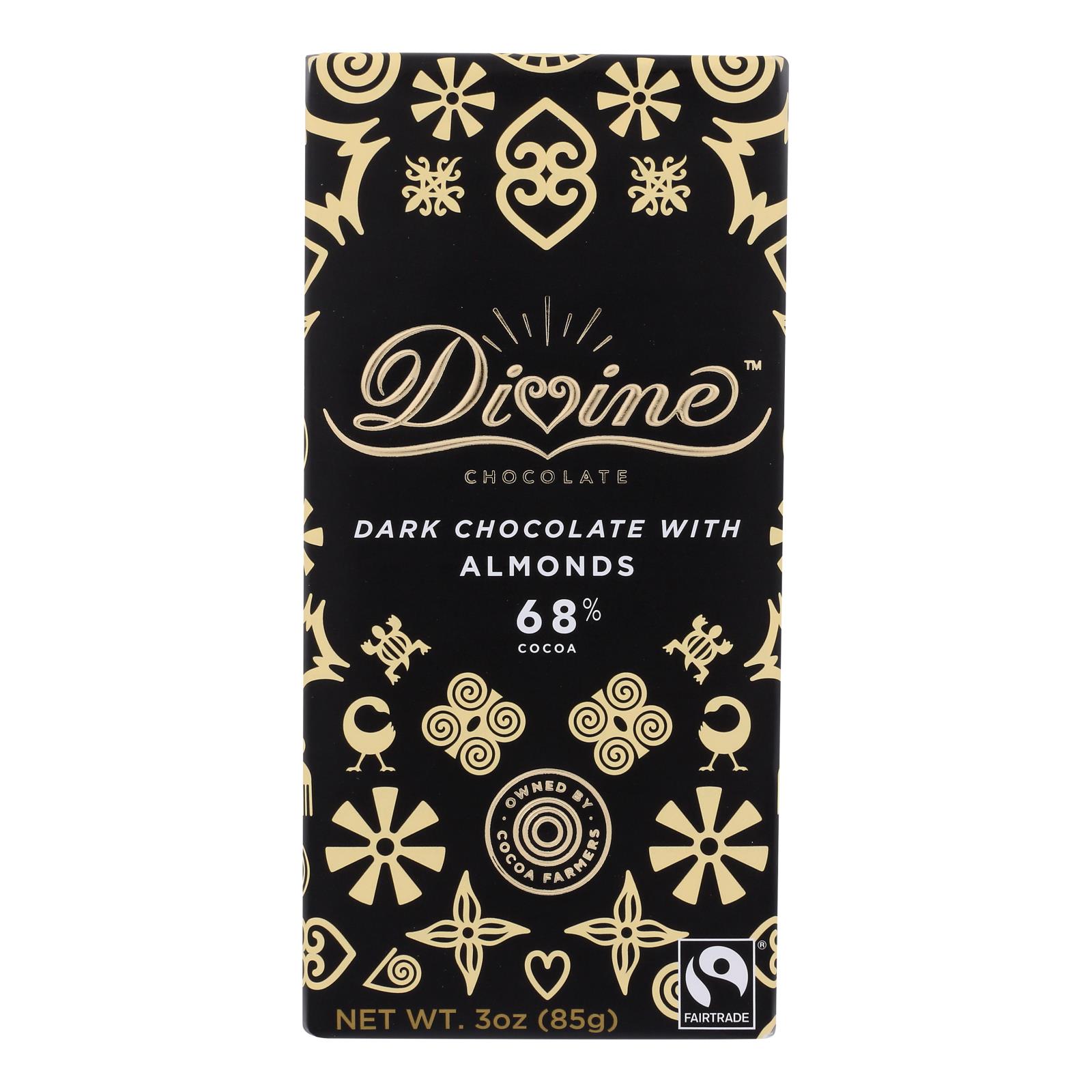 Divine - Bar Dark Chocolate W/almonds - 12개 묶음상품 - 3 OZ