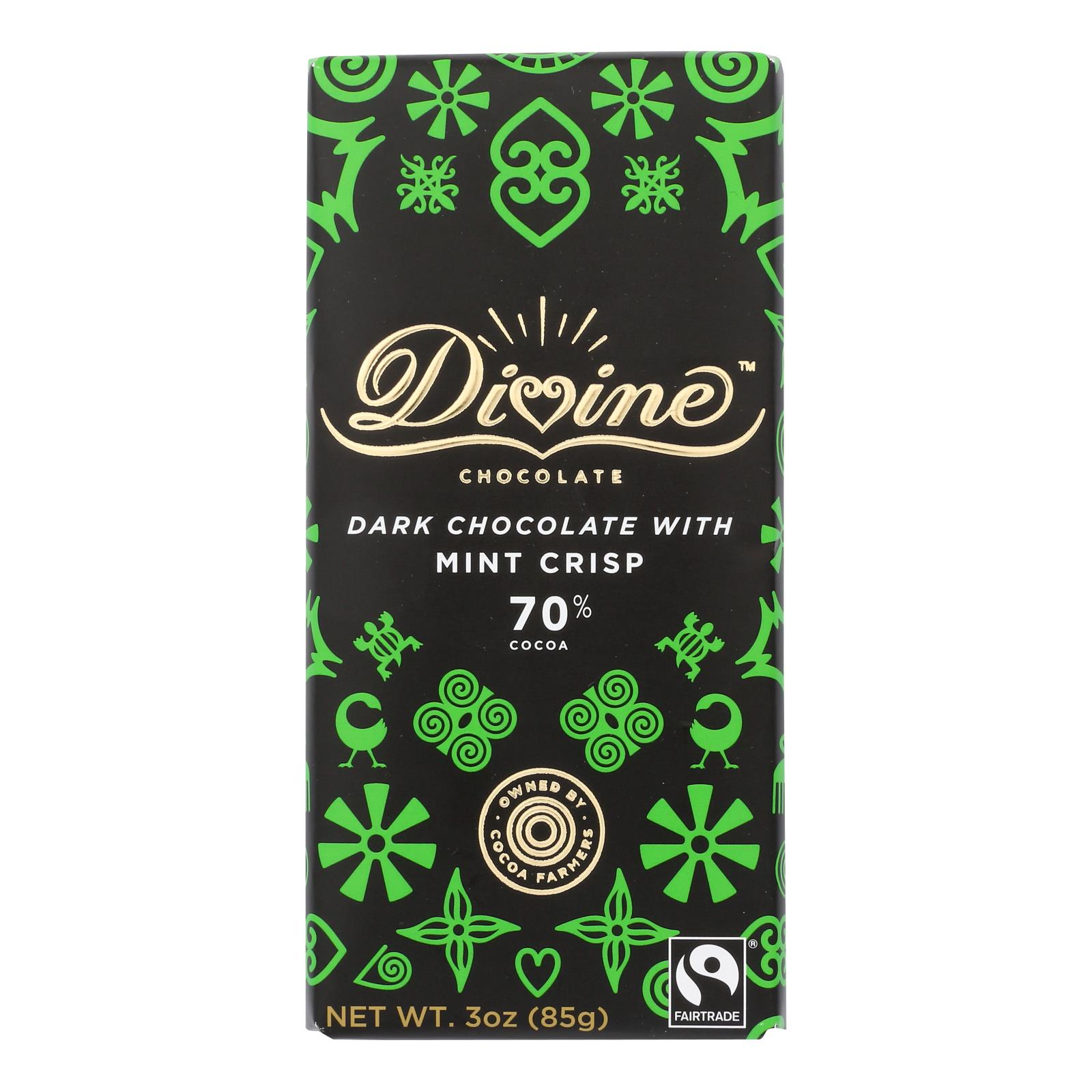Divine - Bar Chocolate Dark W/mint Crisp - 12개 묶음상품 - 3 OZ