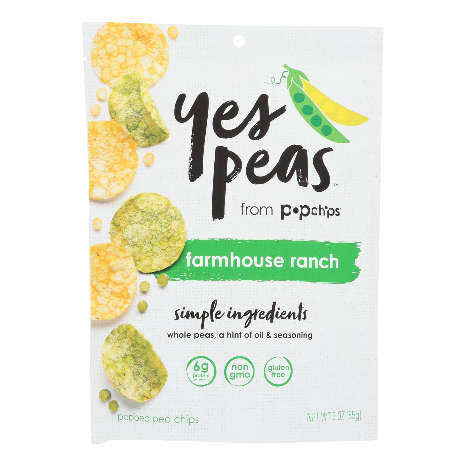 Yes Peas - Pop Pea Chip Farmhse Ranch - Case of 6 - 3 OZ