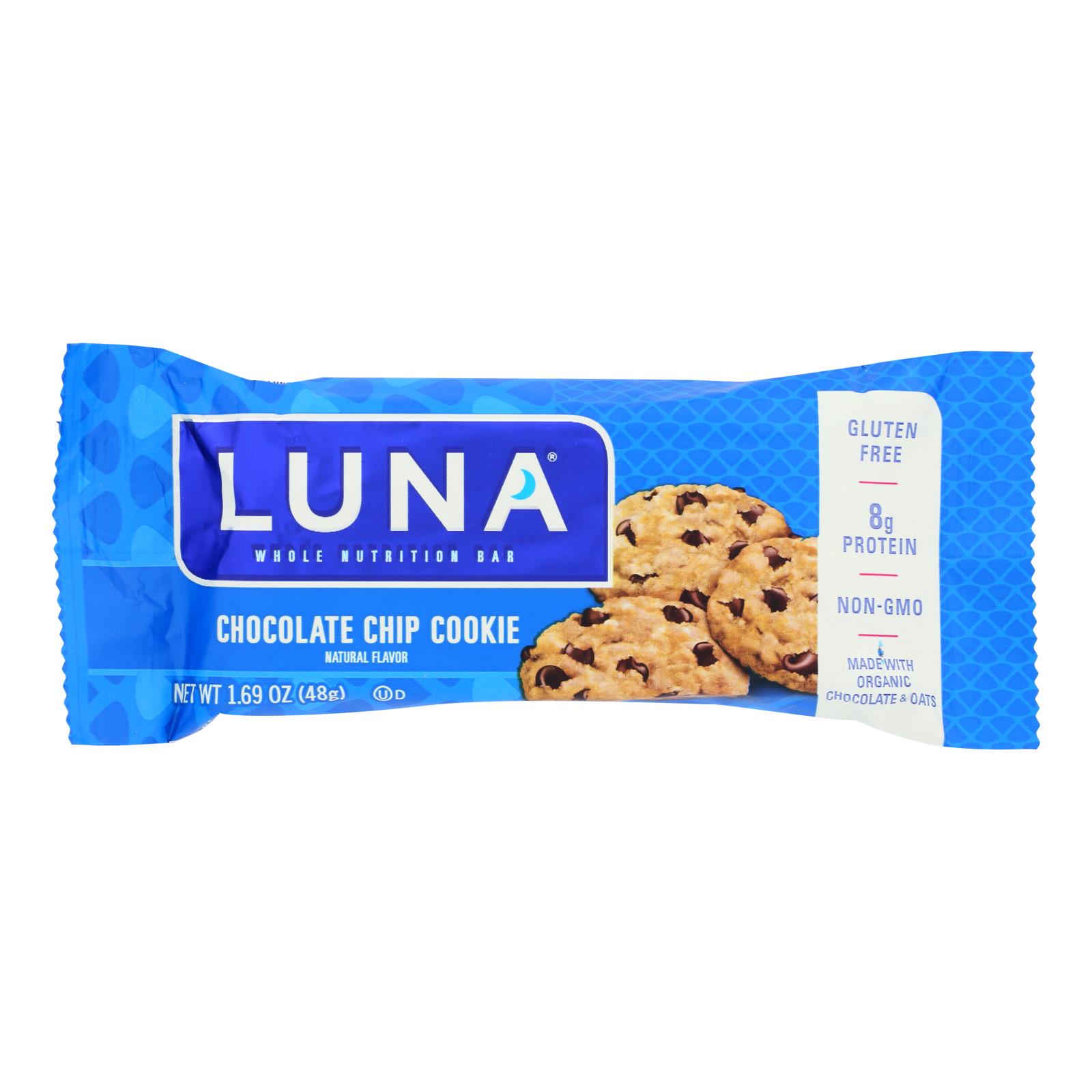 Luna - Bar Chocolate Chips Cookie - Case of 15 - 1.69 OZ