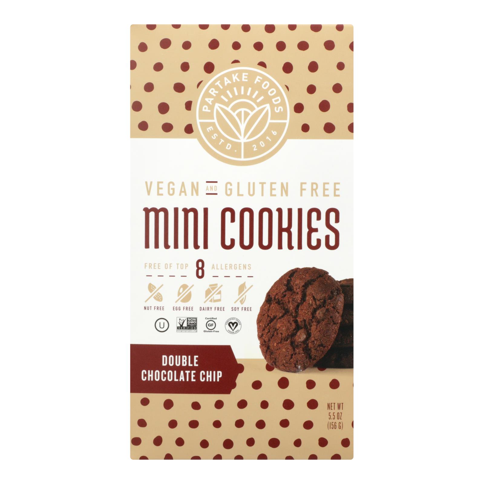 Partake Foods - Cookies Mini Double Chocolate Chips - 6개 묶음상품 - 5.5 OZ