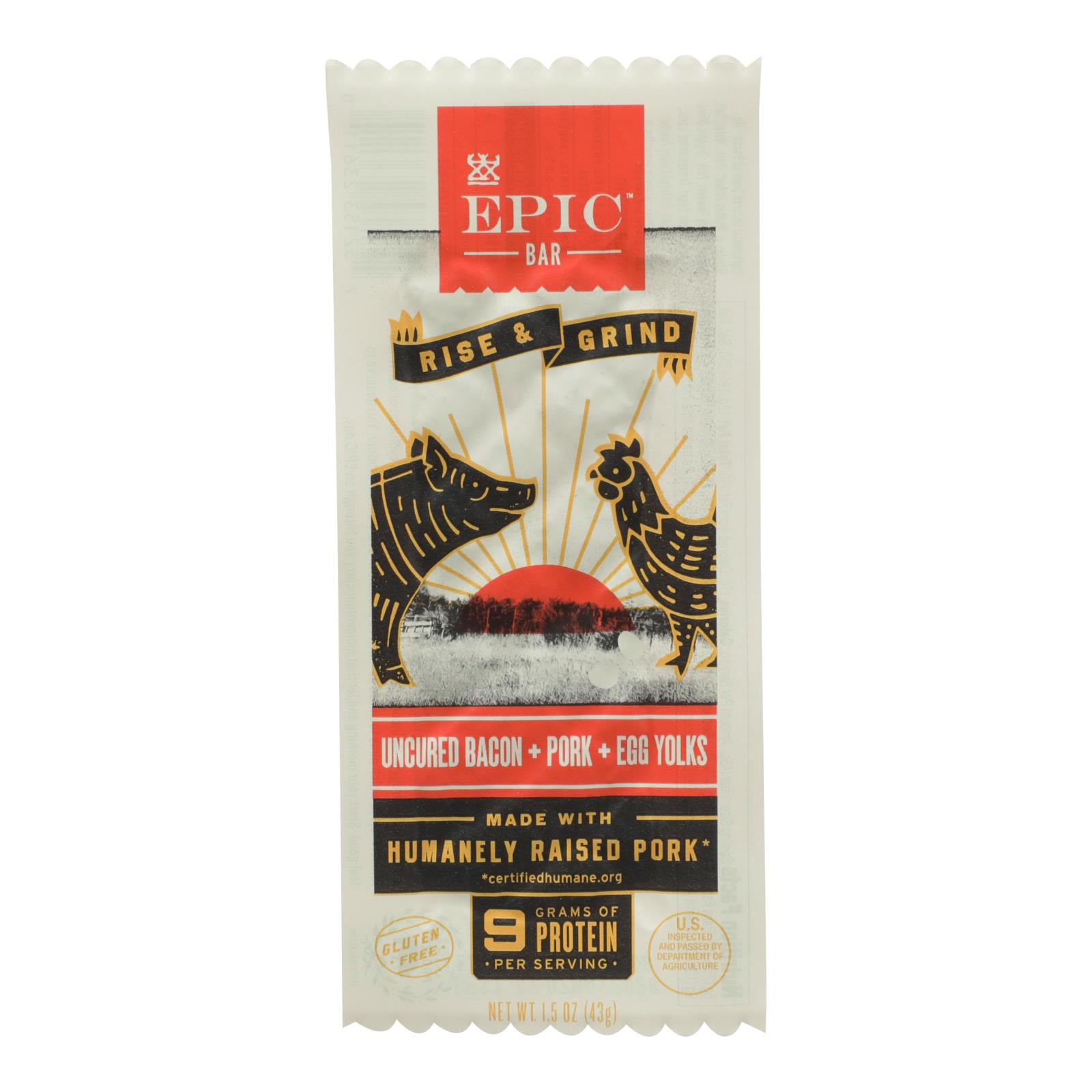 Epic - Bar Breakfast Bacon Pork Egg - Case of 12 - 1.5 OZ