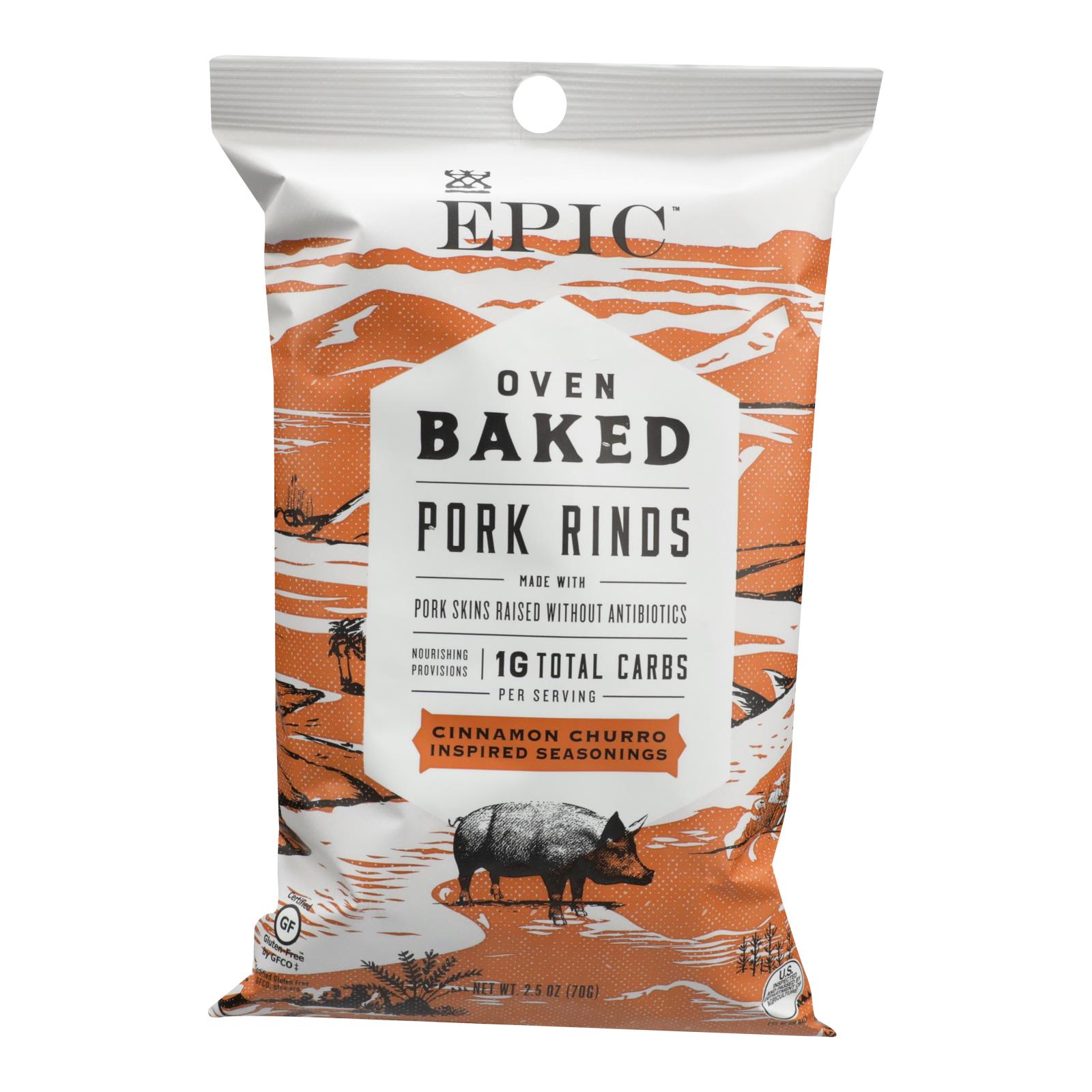 Epic - Pork Rinds Cinnamon Churro - Case of 12 - 2.5 OZ