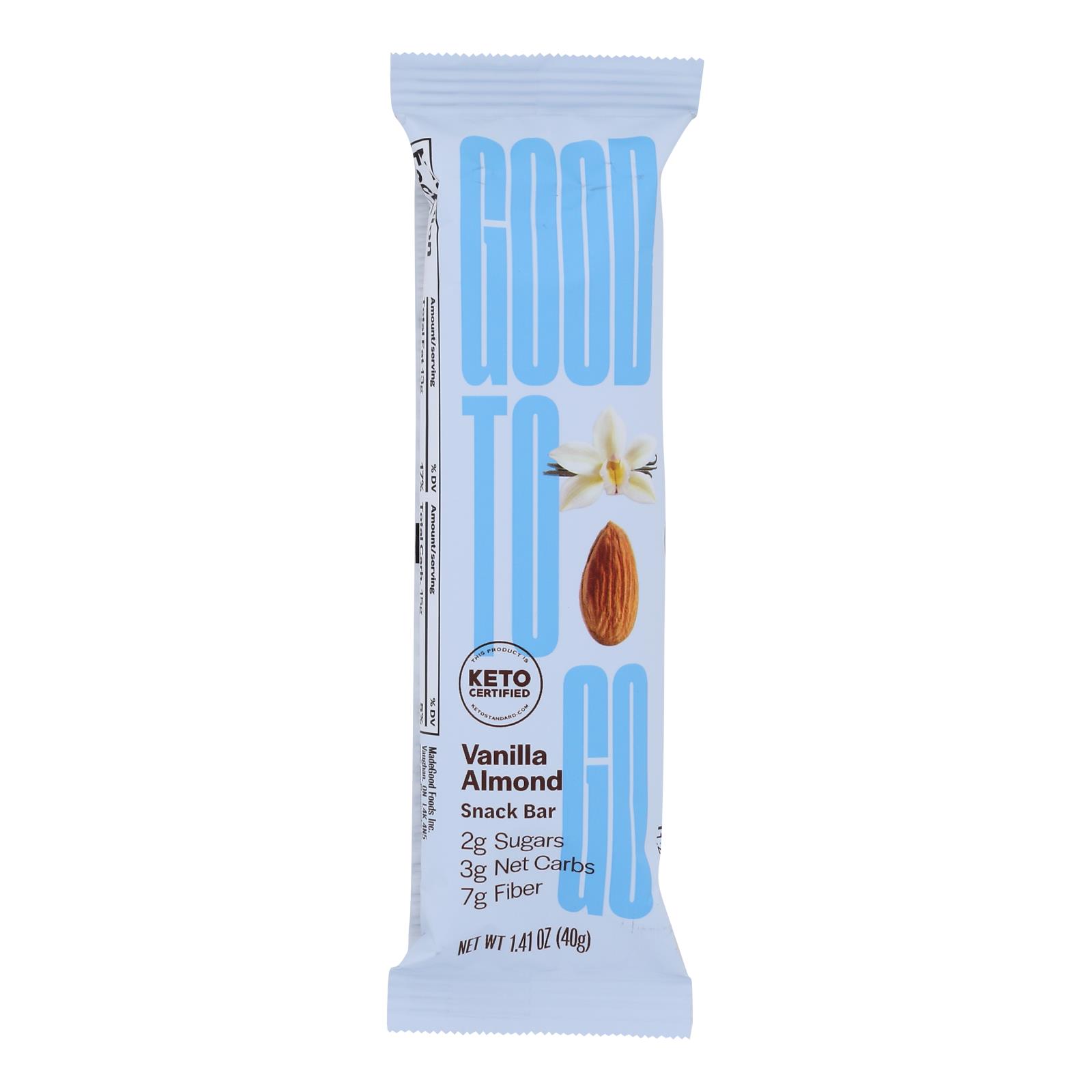 Good To Go - Keto Snack Bar Vanilla Almond - 9개 묶음상품 - 1.41 OZ