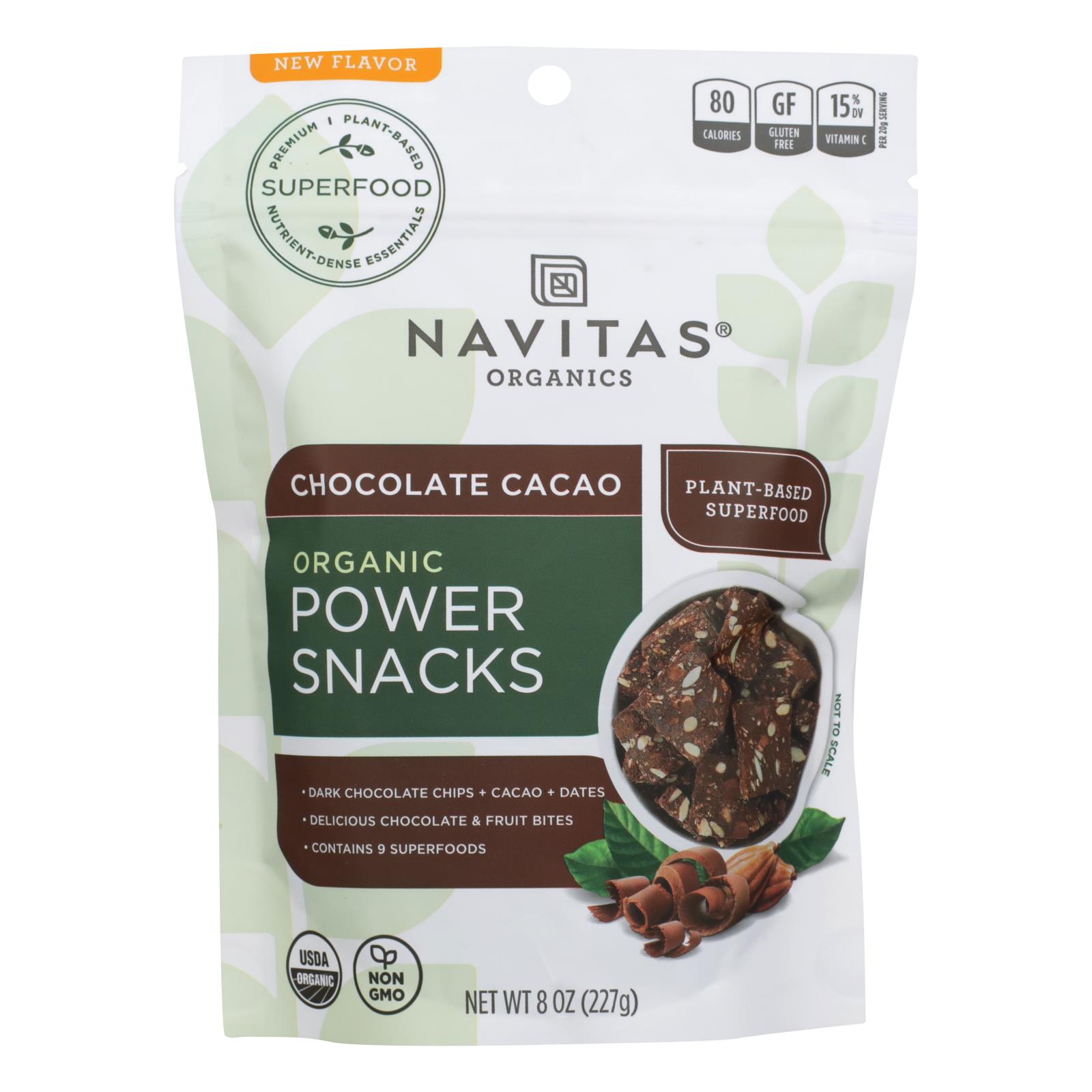 Navitas Organics - Powr Snac Chocolate Cacao - 12개 묶음상품 - 8 OZ