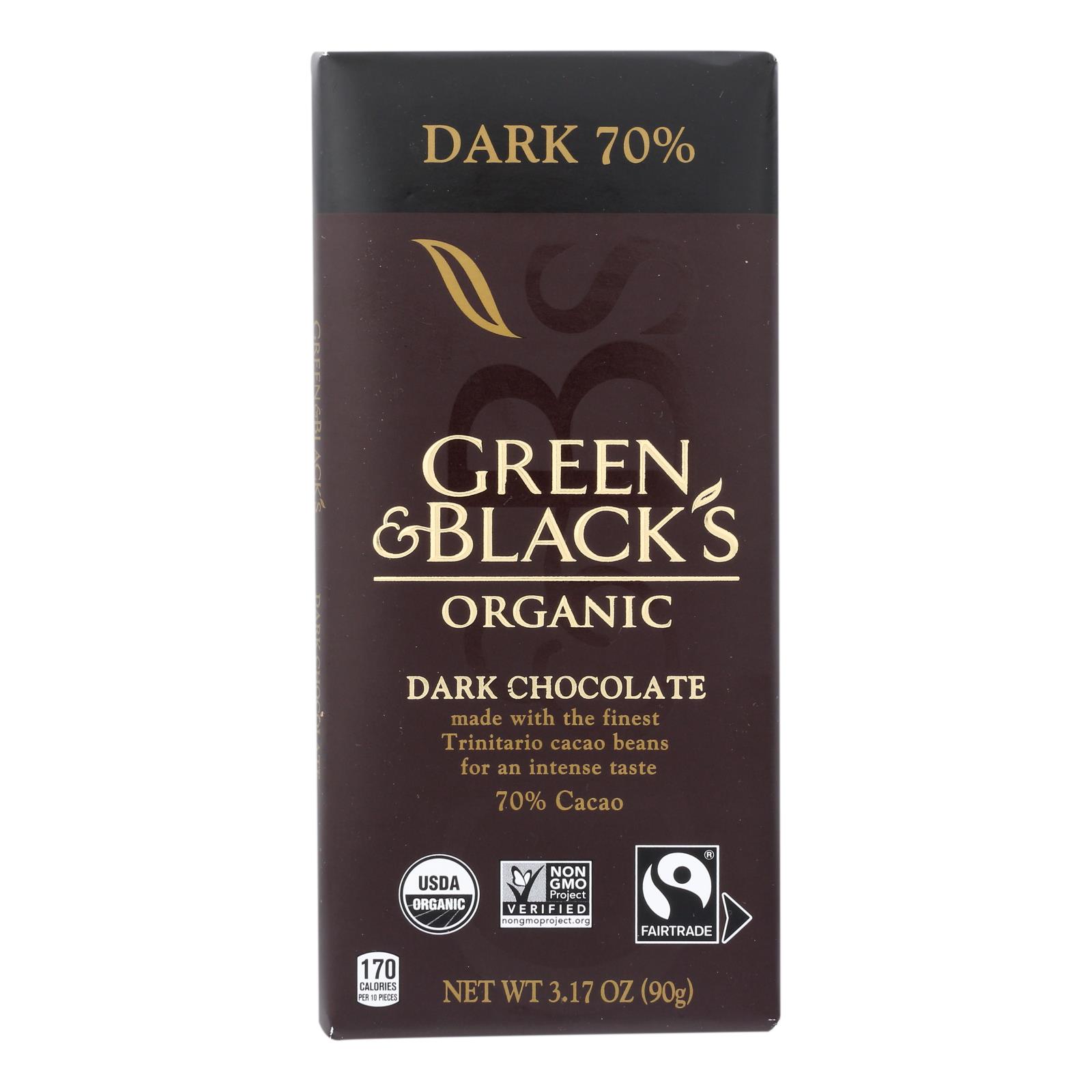 Green & Black's - Chocolate Dark 70% - 10개 묶음상품 - 3.17 OZ