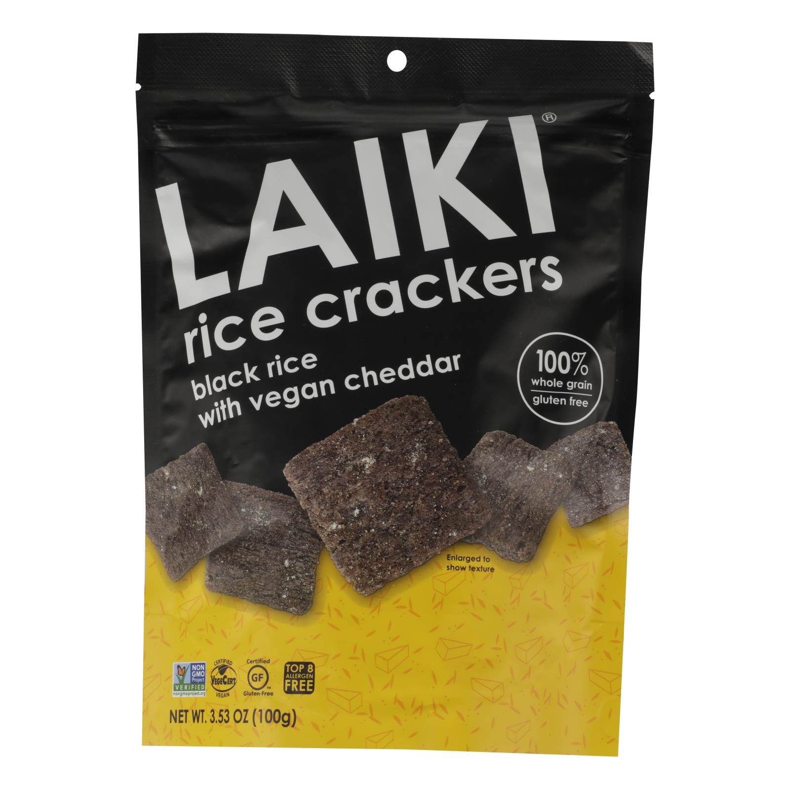 Laiki - Crackers Black Rice Vgn Ched - Case of 8 - 3.53 OZ