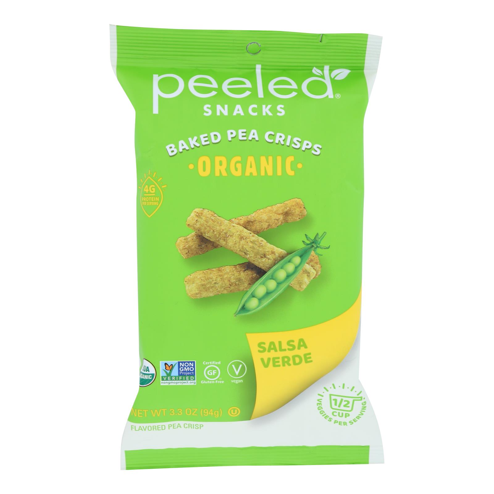 Peeled - Pea Crisp Salsa Verde - Case of 12 - 3.3 OZ