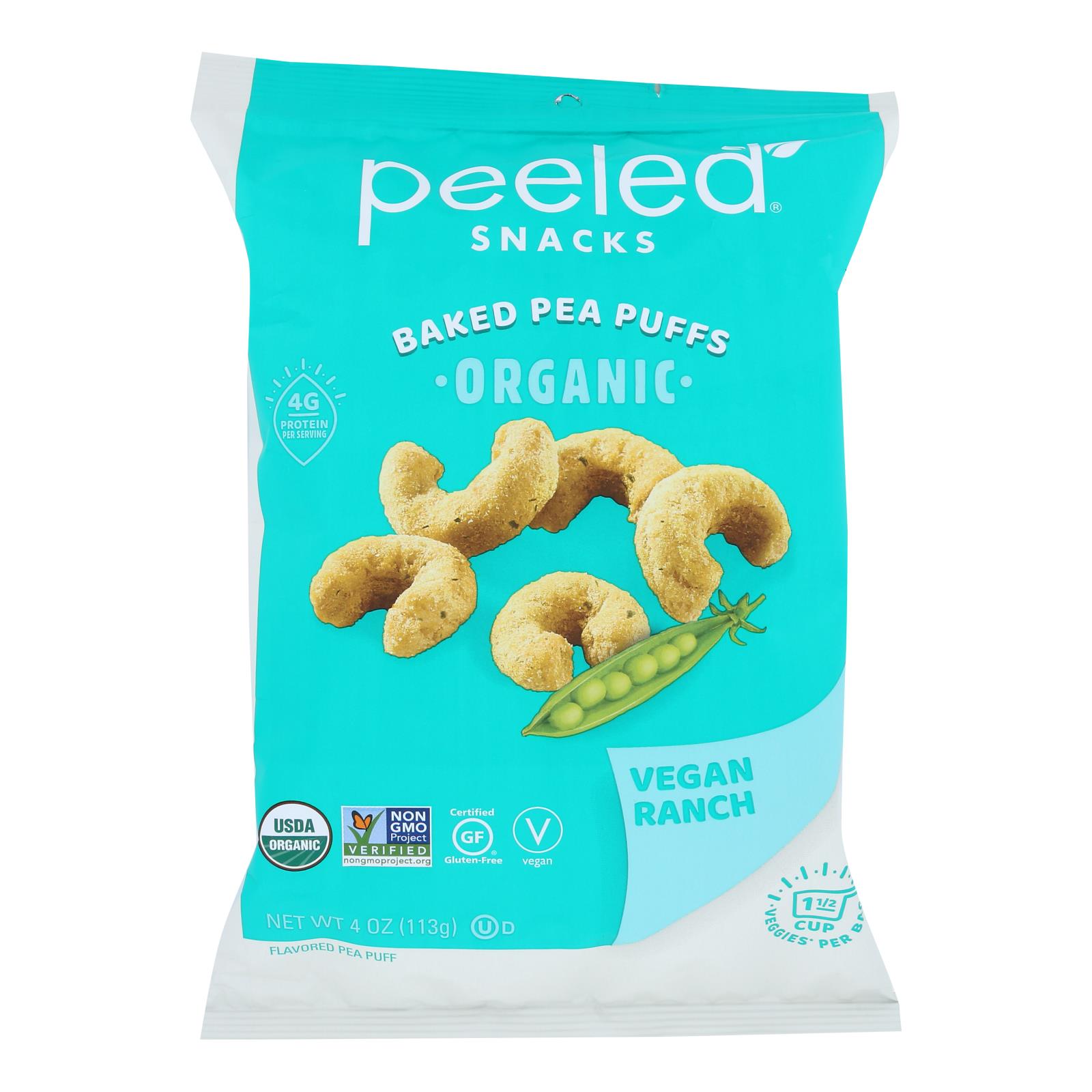 Peeled - Pea Puff Vegan Ranch - 12개 묶음상품 - 4 OZ