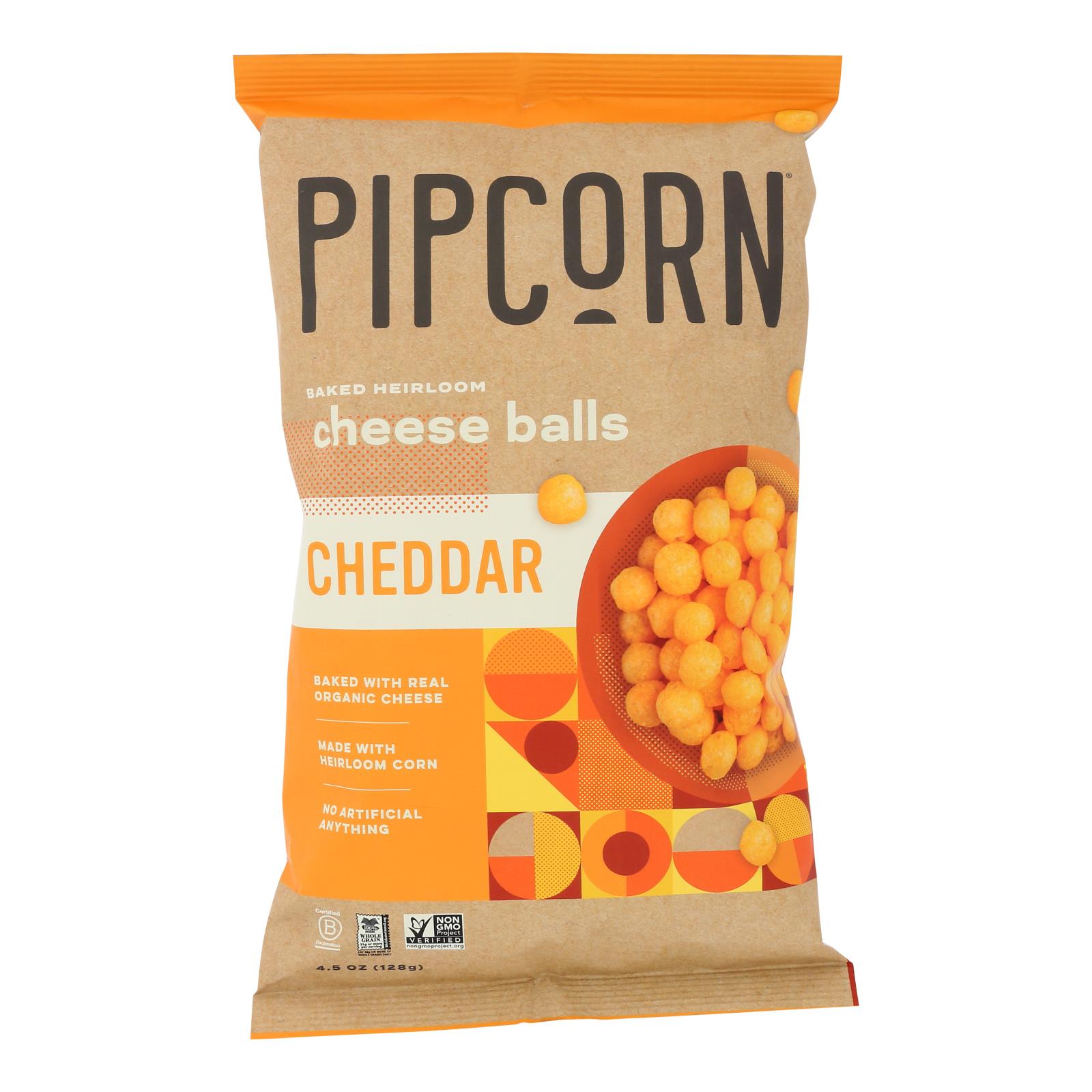 Pipcorn - Cheese Balls Cheddar - 12개 묶음상품 - 4.5 OZ