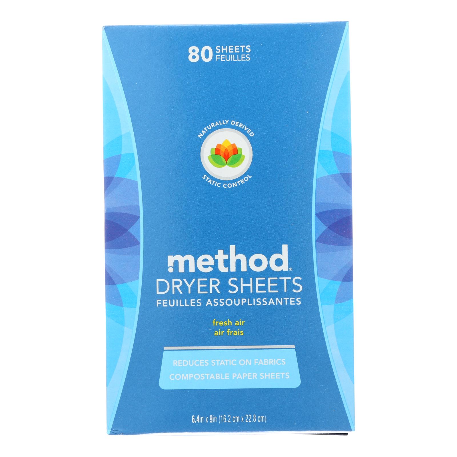 Method Products Inc - Dryer Sheet Fresh Air - 6개 묶음상품 - 80 CT