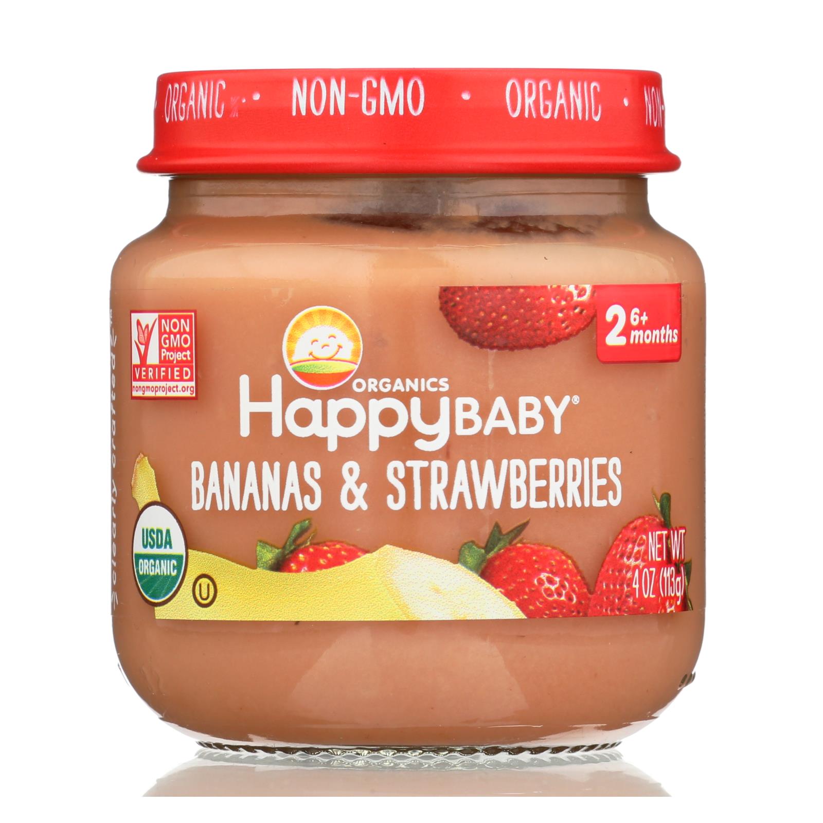 Happy Baby - Cc Banas Strawberry Stg2 - 6개 묶음상품 - 4 OZ