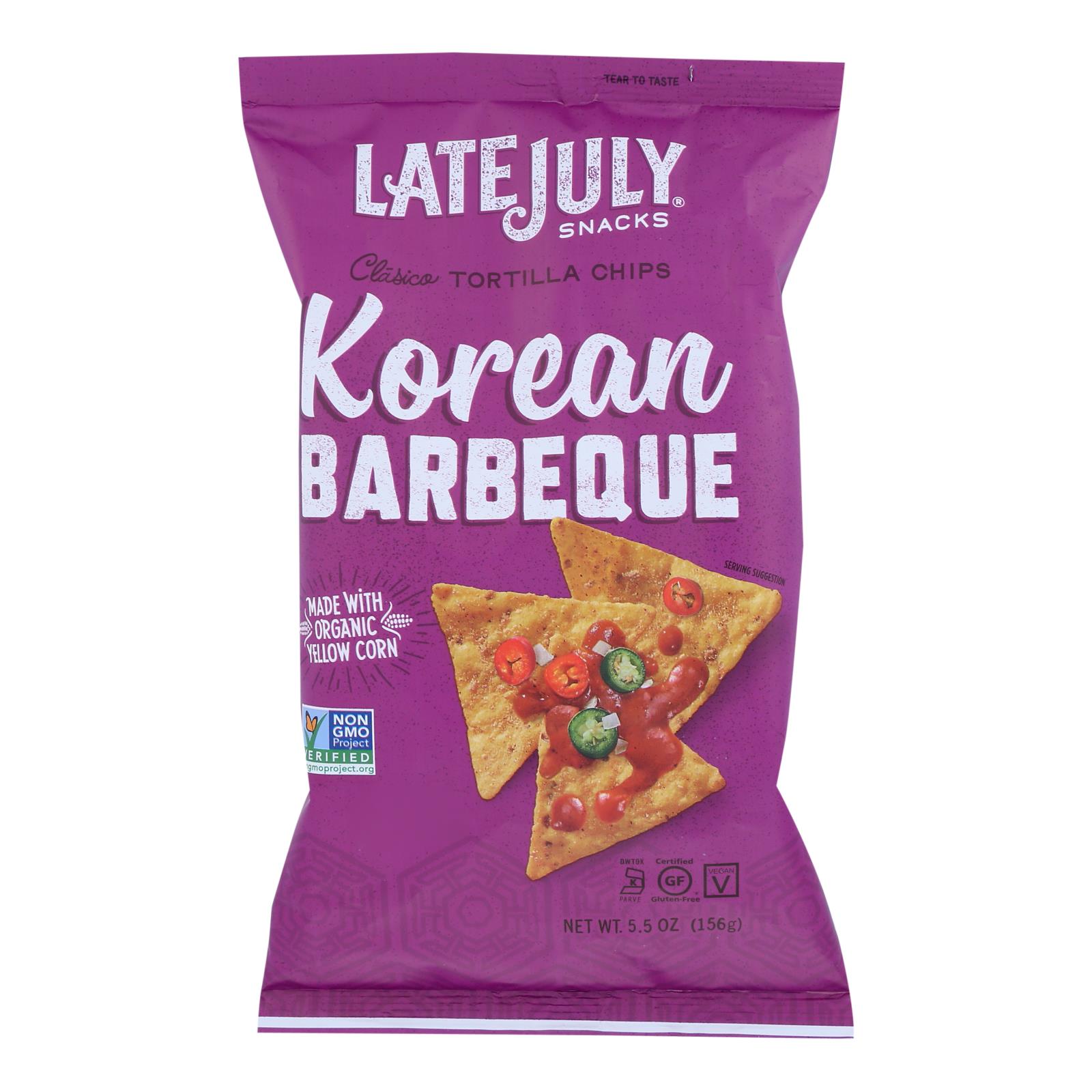 Late July Snacks - Tort Chip BBQ Korean - Case of 12 - 5.5 OZ