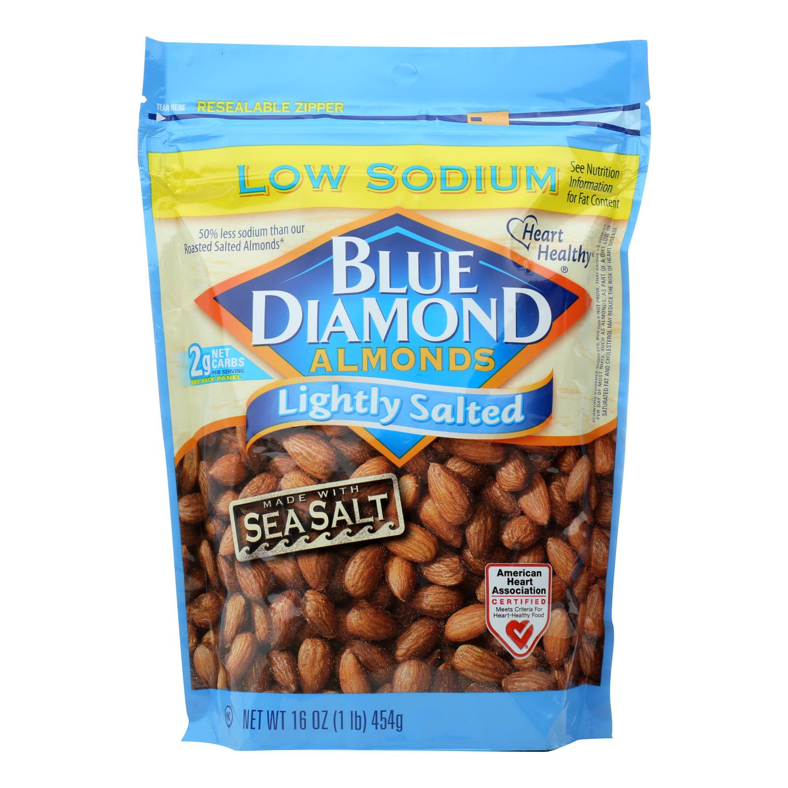 Blue Diamond Lightly Salted Low Sodium Almonds - 6개 묶음상품 - 16 OZ