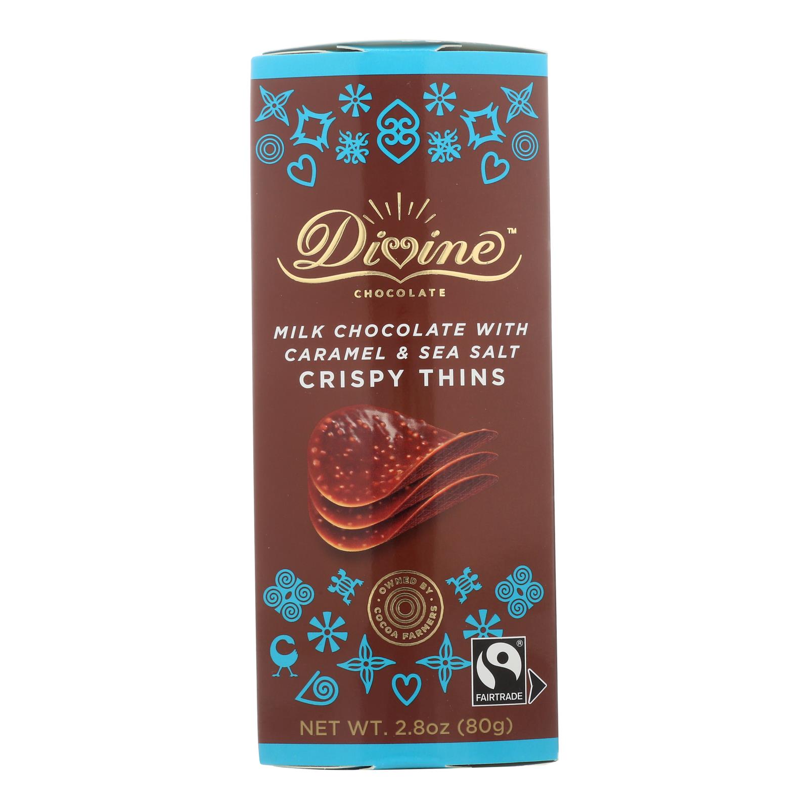 Divine - Crisp Thns Milk Chocolate Caramel - Case of 12 - 2.8 OZ