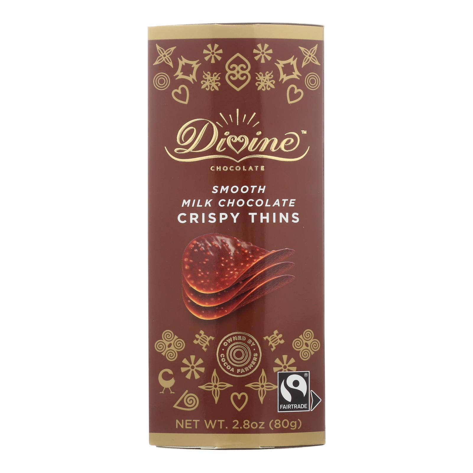 Divine - Crisp Thns Milk Chocolate - Case of 12 - 2.8 OZ