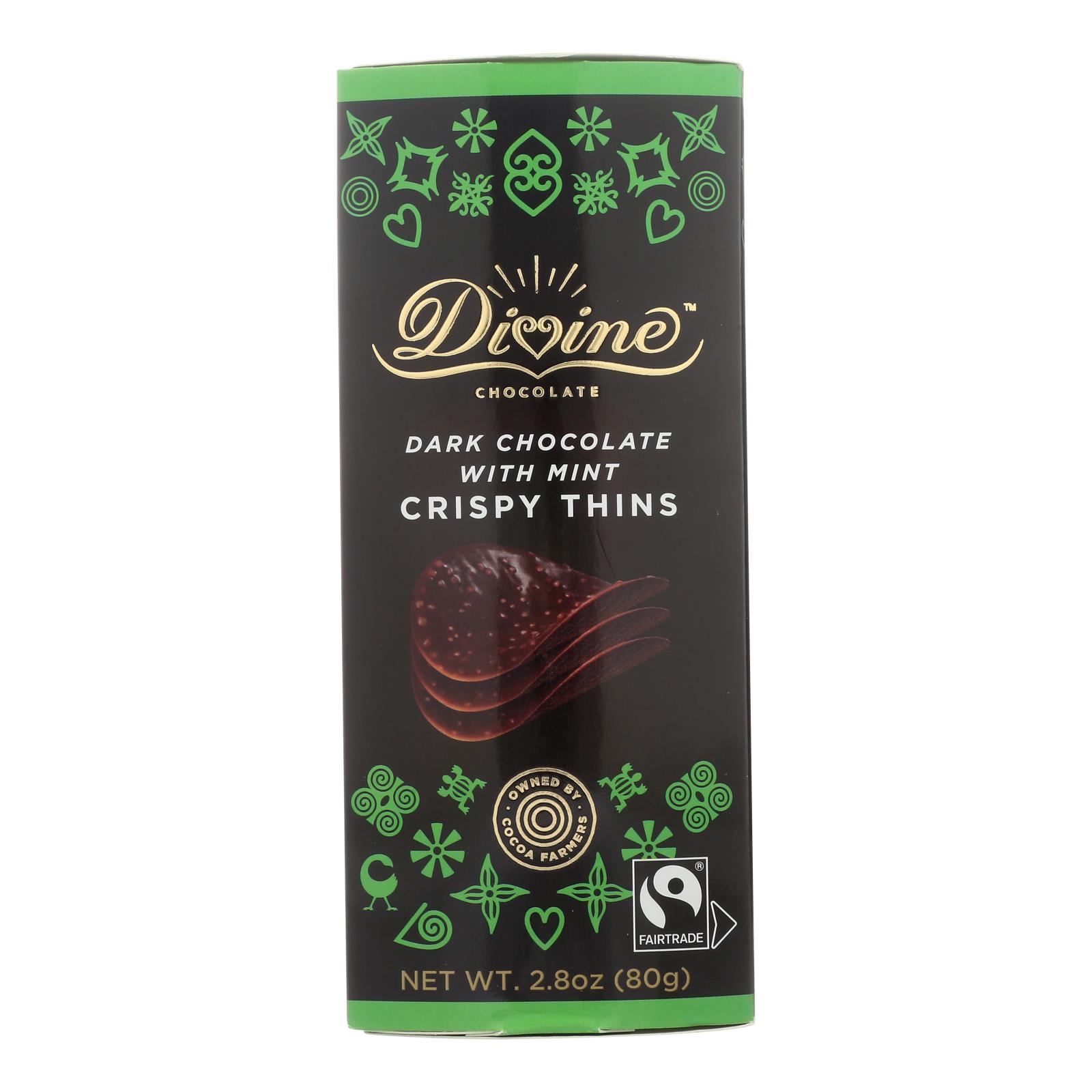 Divine - Crisp Thns Dark Chocolate Mint - 12개 묶음상품 - 2.8 OZ