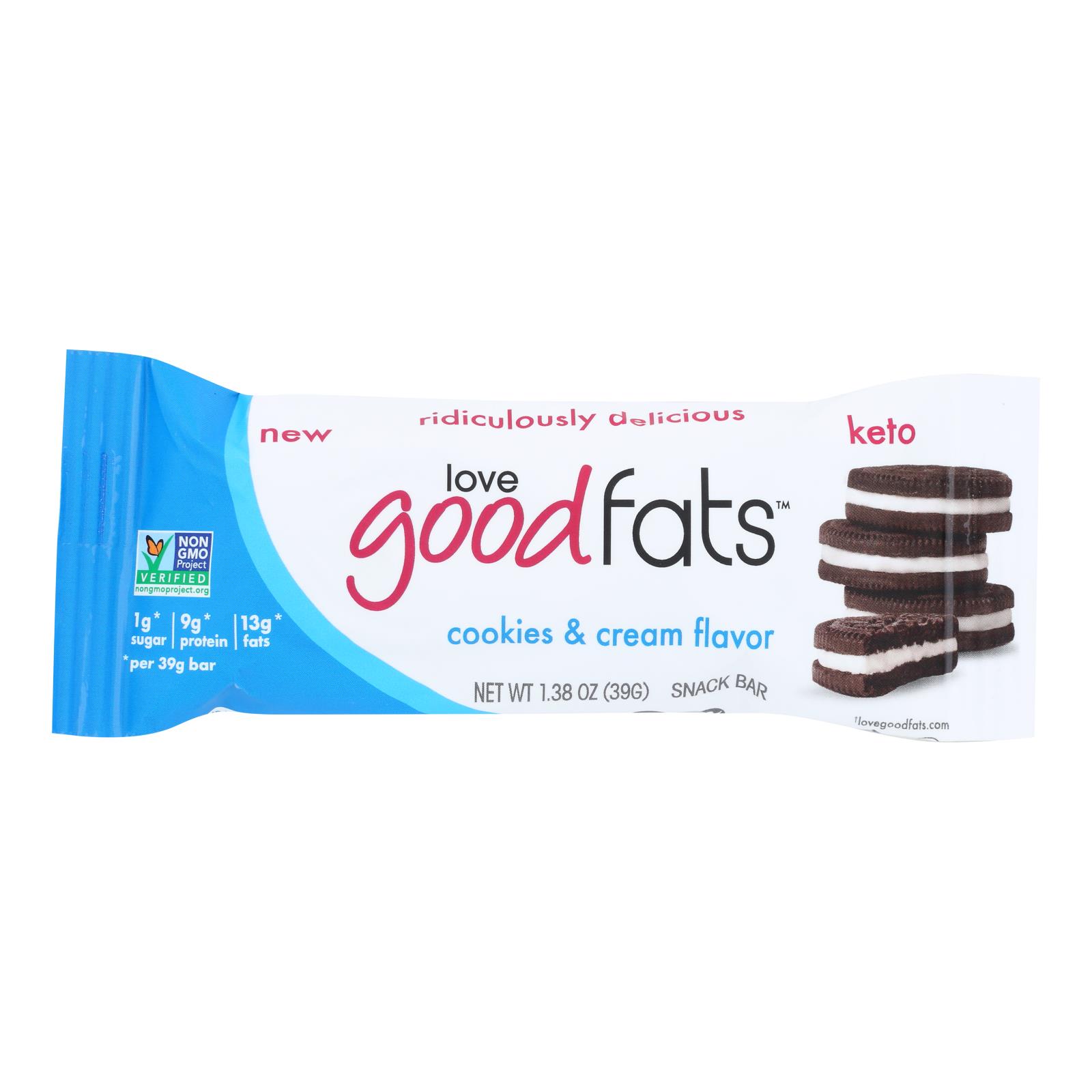 Love Good Fats - Bar Cookies&cream - 12개 묶음상품 - 1.38 OZ