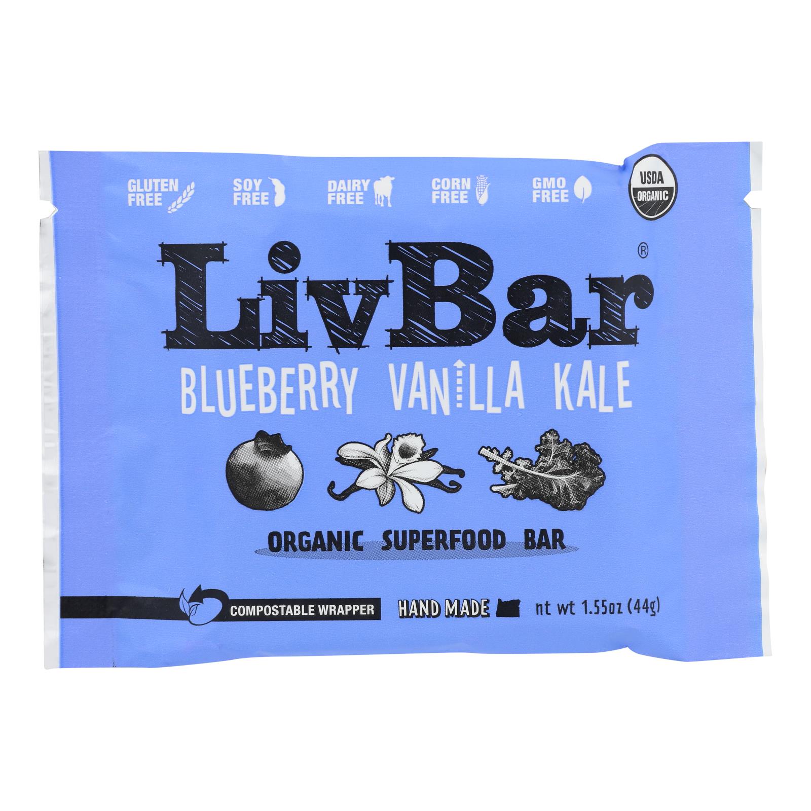 Livbar - Bar Blubry Vanilla Kale - Case of 12-1.55 OZ