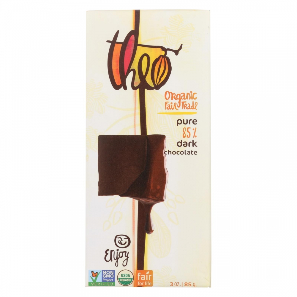 Theo Chocolate Organic Chocolate Bar - Classic - Dark Chocolate - 85 Percent Cacao - Pure - 3 oz Bars - 12개 묶음상품