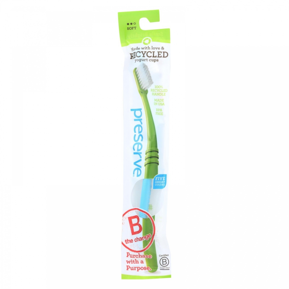 Preserve Adult Toothbrush in a Lightweight Pouch Soft - 6 Pack - Assorted Colors