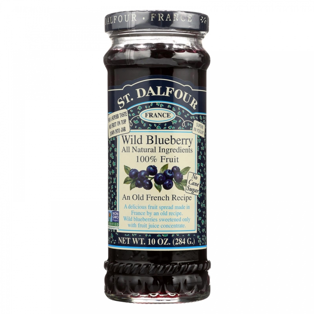 St Dalfour Fruit Spread - Deluxe - 100 Percent Fruit - Wild Blueberry - 10 oz - 6개 묶음상품