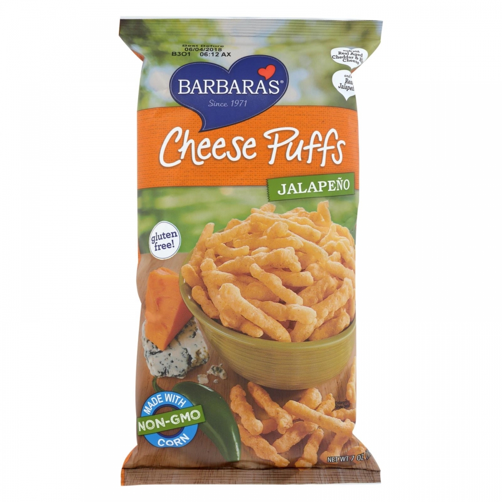 Barbara's Bakery - Cheese Puffs - Jalapeno - 12개 묶음상품 - 7 oz.