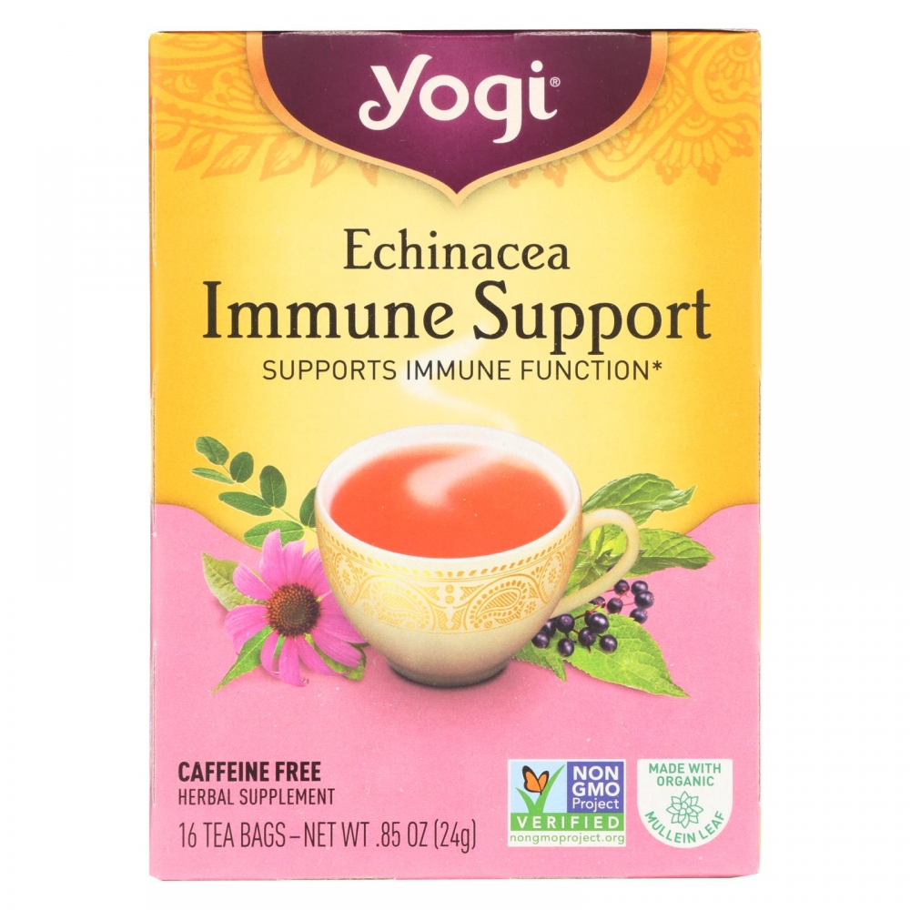 Yogi Immune Support Herbal Tea Echinacea - 16 Tea Bags - 6개 묶음상품