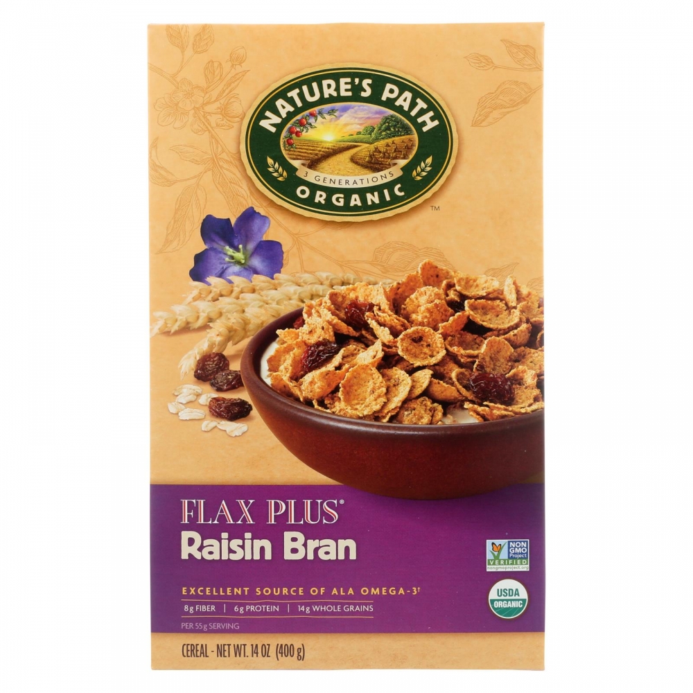 Nature's Path Organic Flax Plus Raisin Bran Cereal - 12개 묶음상품 - 14 oz.